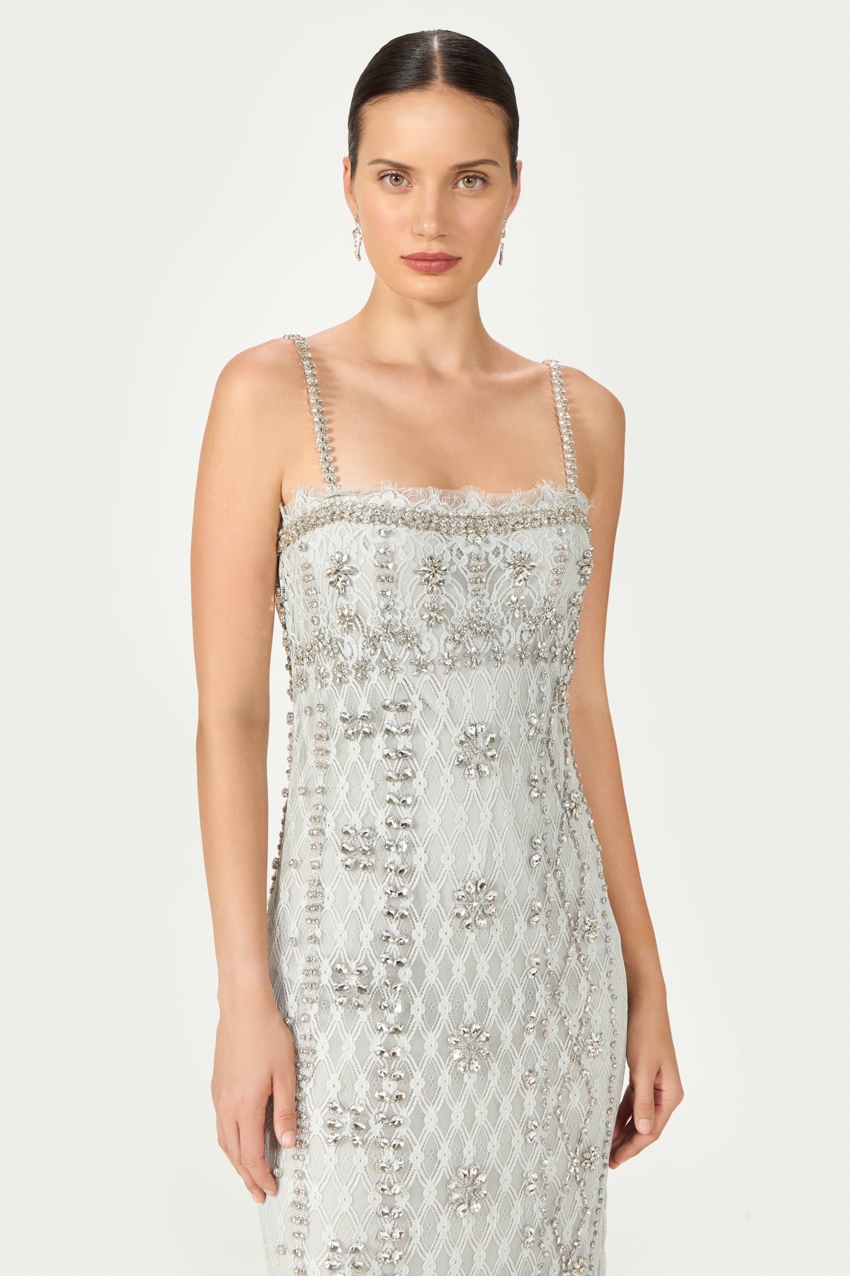 Leona Beaded French Lace Cami Midi Dress