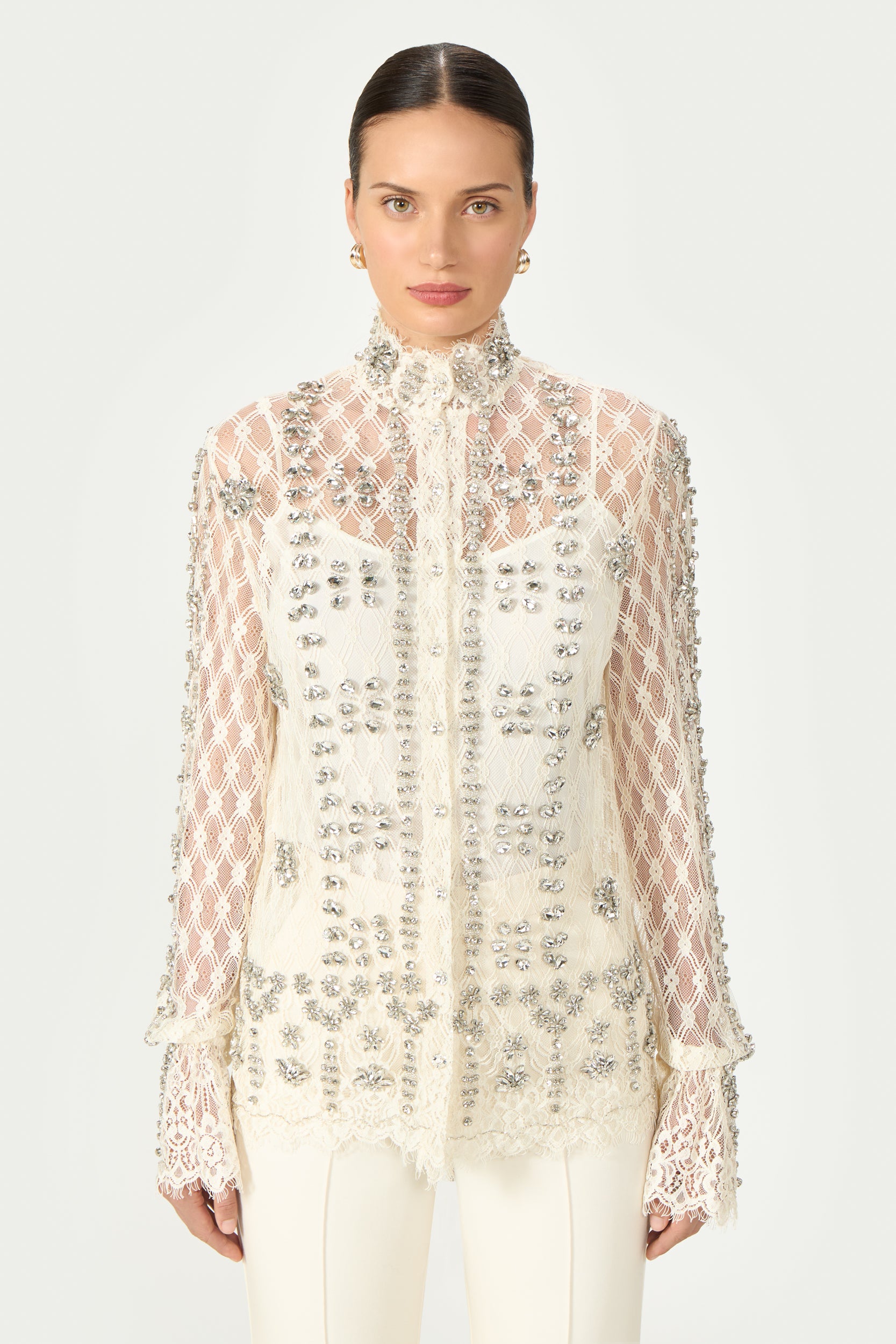 Lilou Beaded French Lace Shirt