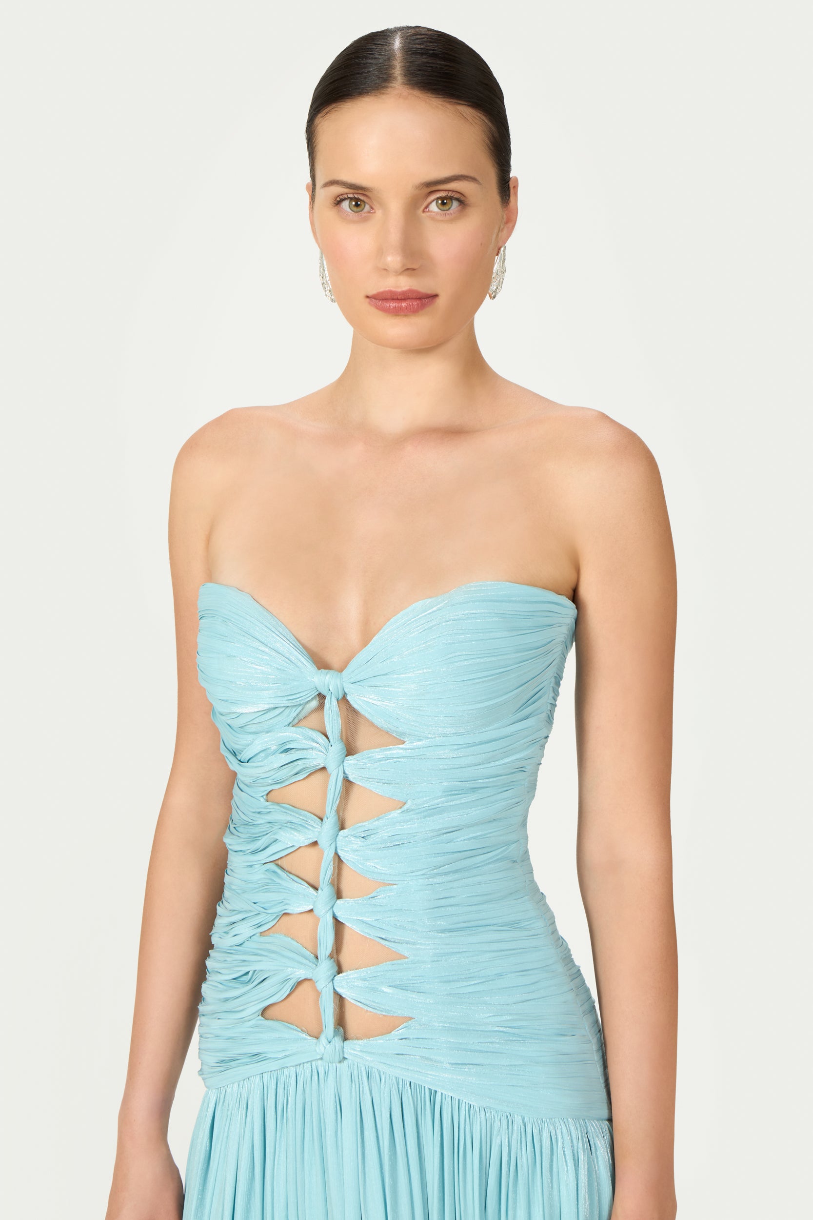 Minari Lurex Georgette Strapless Gown
