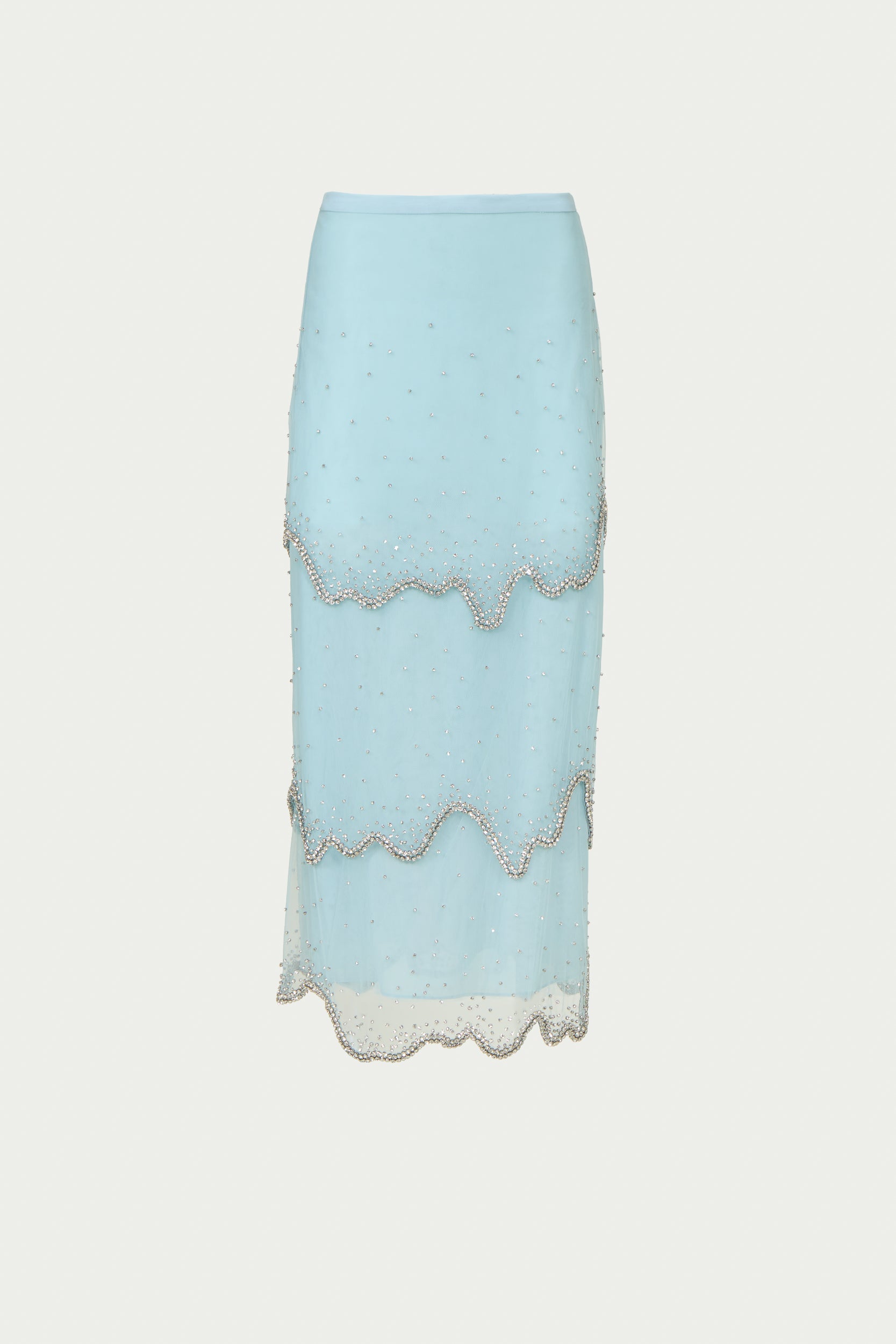 Mirella French Tulle Crystal Wave Tiered Skirt