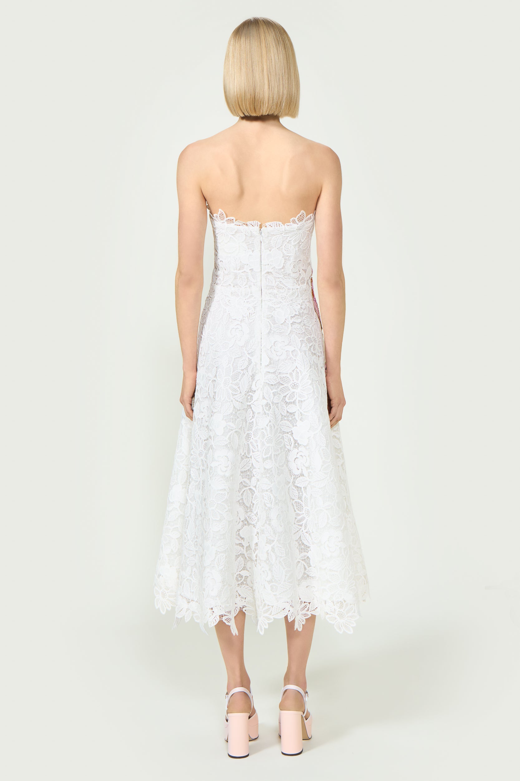 Marina Corded Lace Strapless Gown