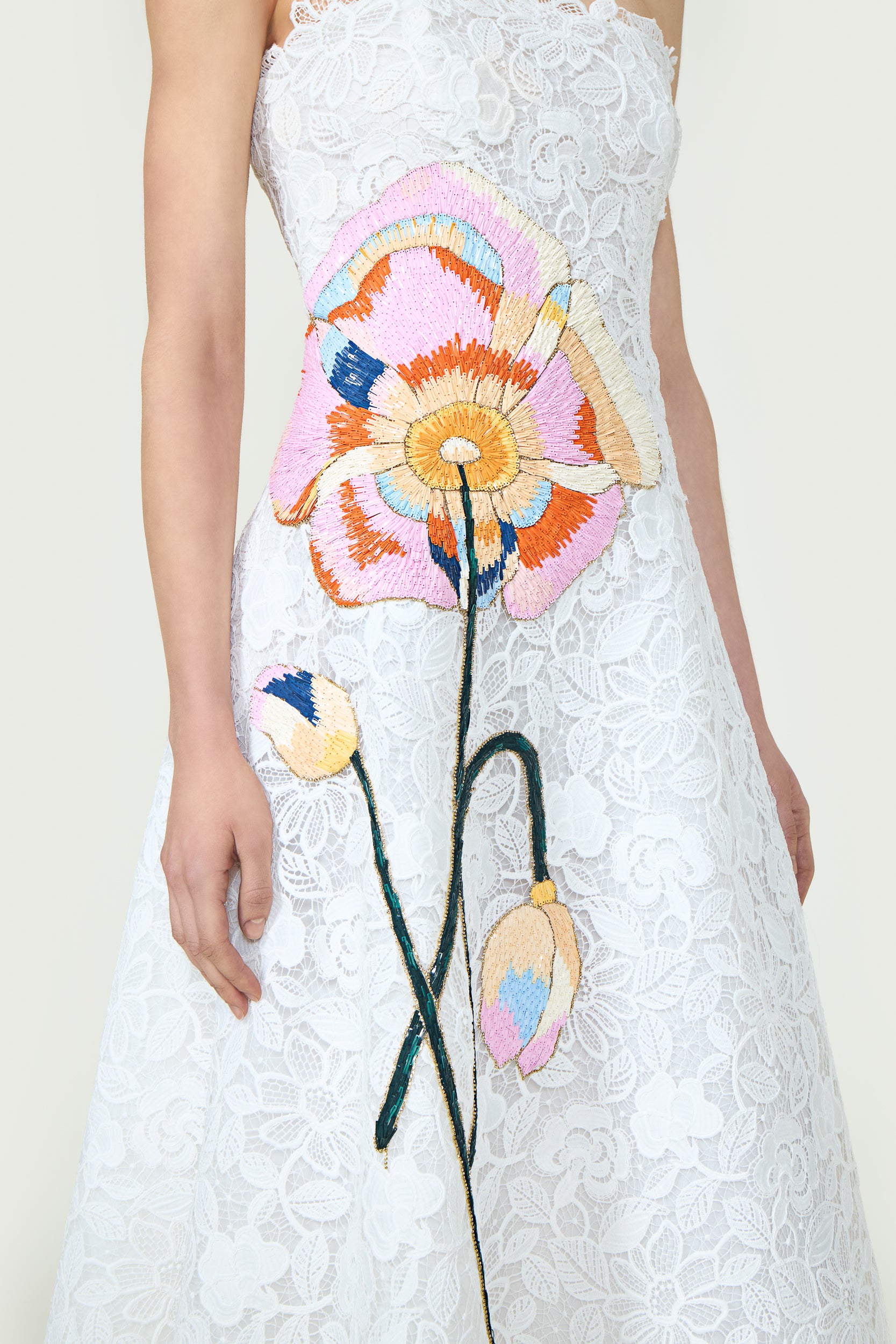 Marina Corded Lace Strapless Gown