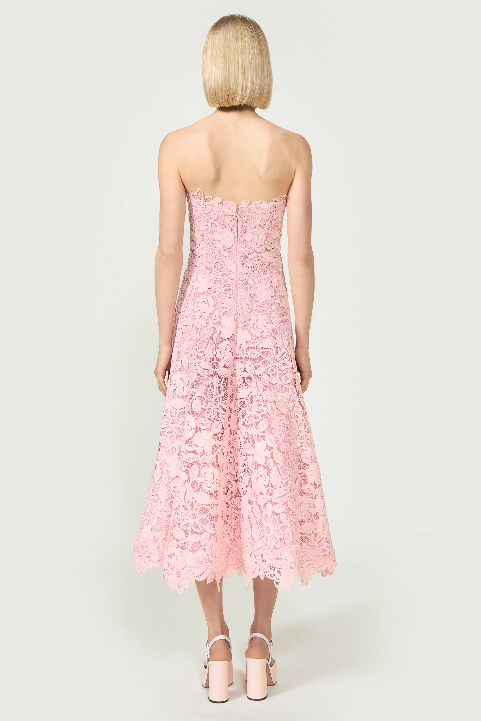 Marina Corded Lace Strapless Gown