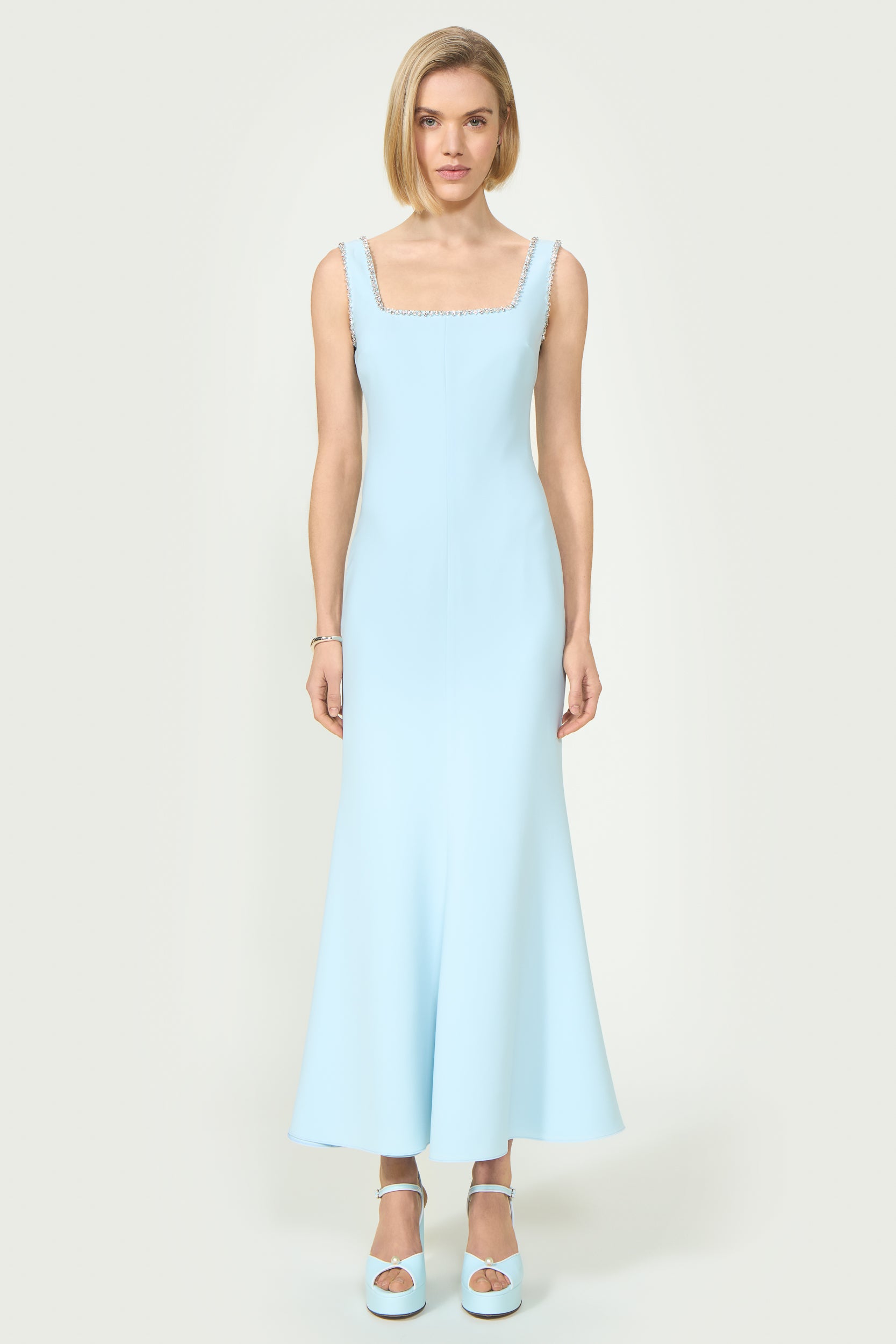 Felina Crepe Crystal-Embellished Dress