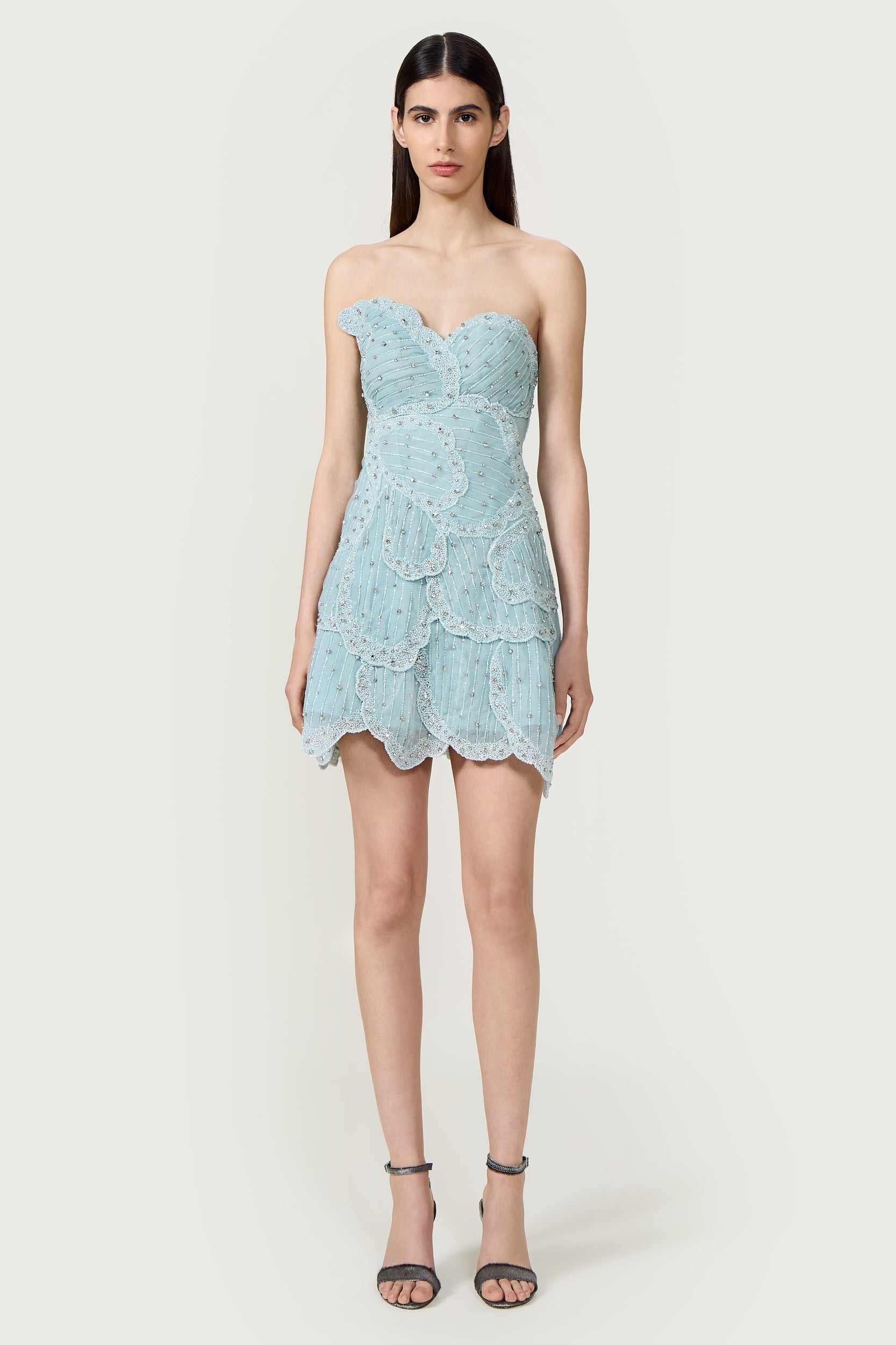 Sylvie Crystal Silk Georgette Mini Dress