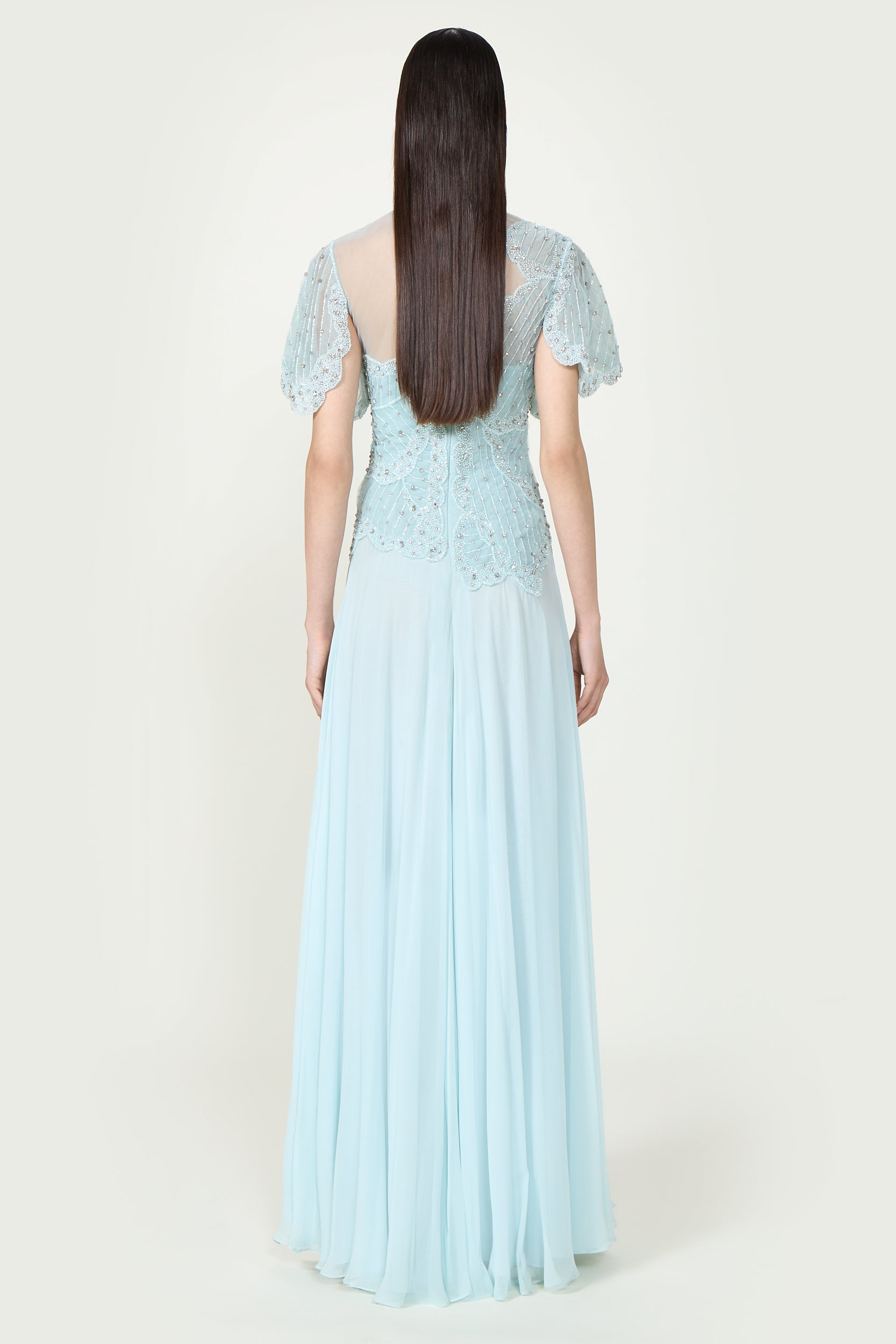 Elara Crystal Silk Georgette Gown
