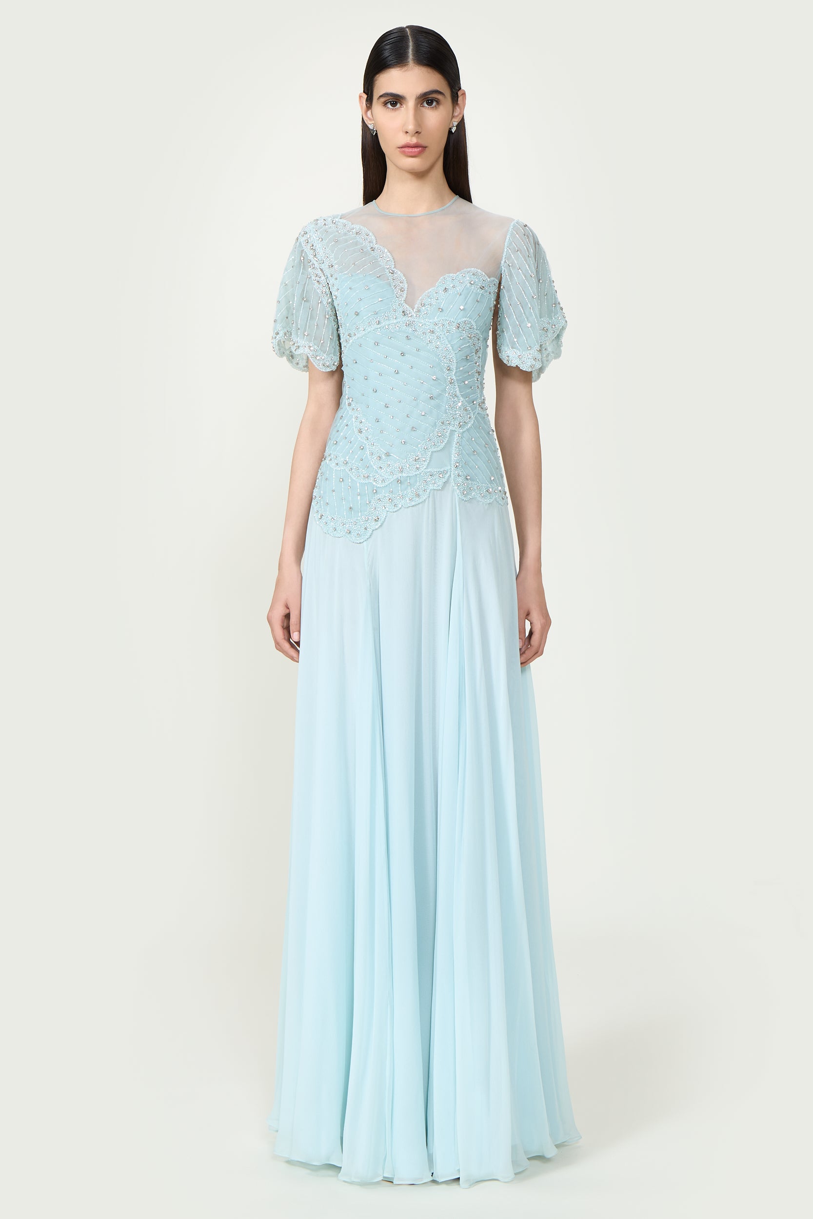 Elara Crystal Silk Georgette Gown