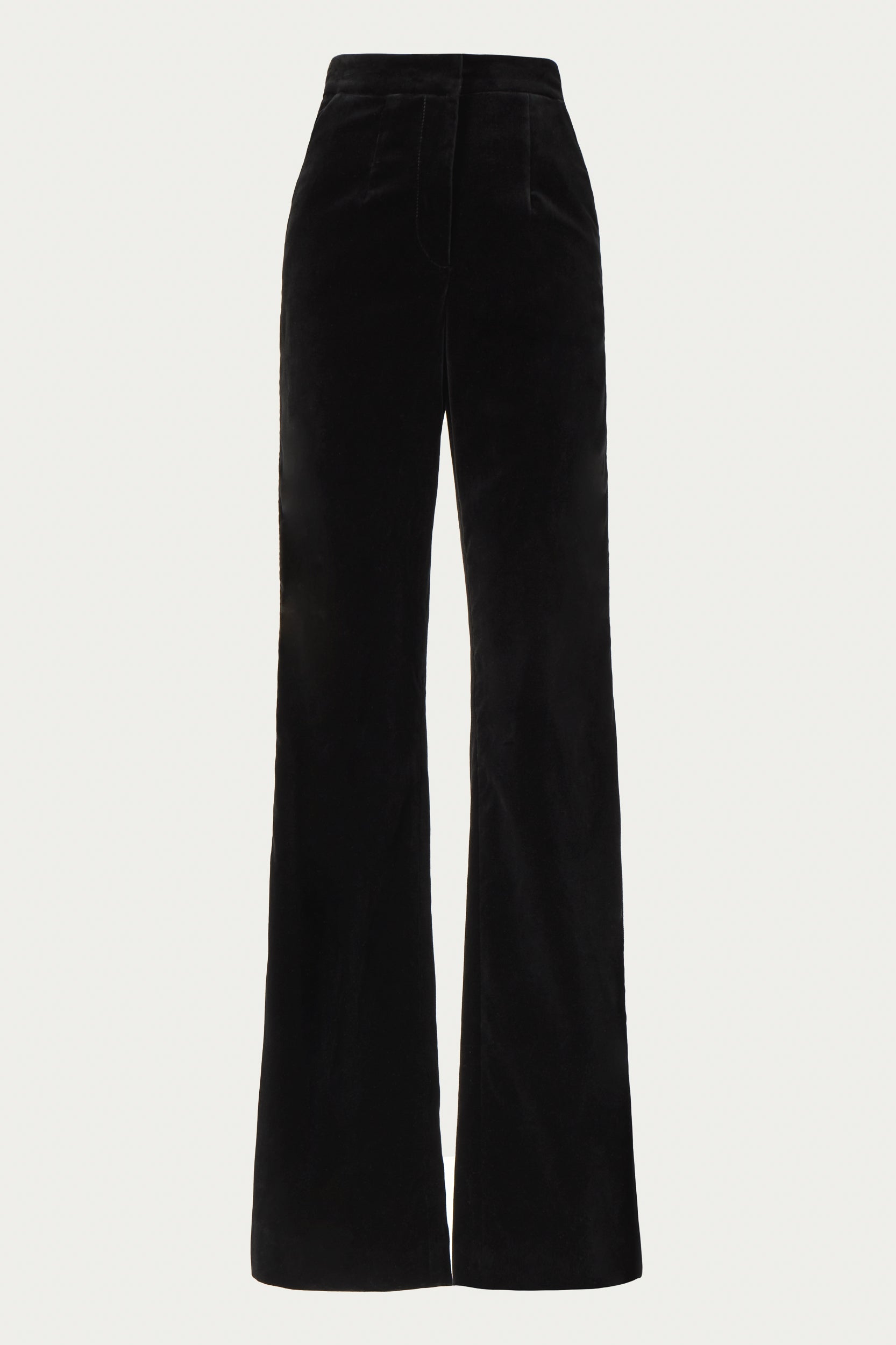 Velvet tailored high waist flared trousers from Costarellos women's evening wear collection in black.