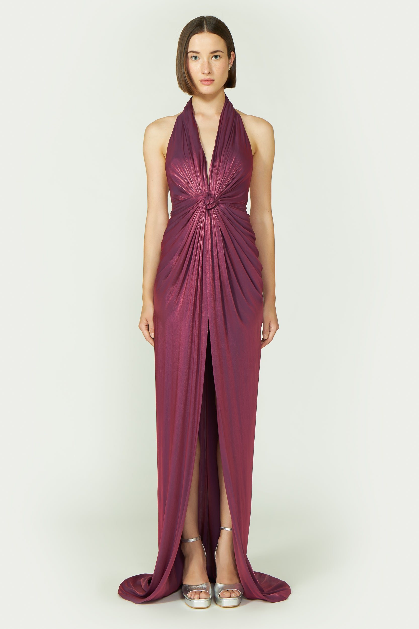 Costarellos - Colette Lurex Georgette Halterneck Gown - Size: 46 Costarellos - Colette Lurex Georgette Halterneck Gown - Size: 46