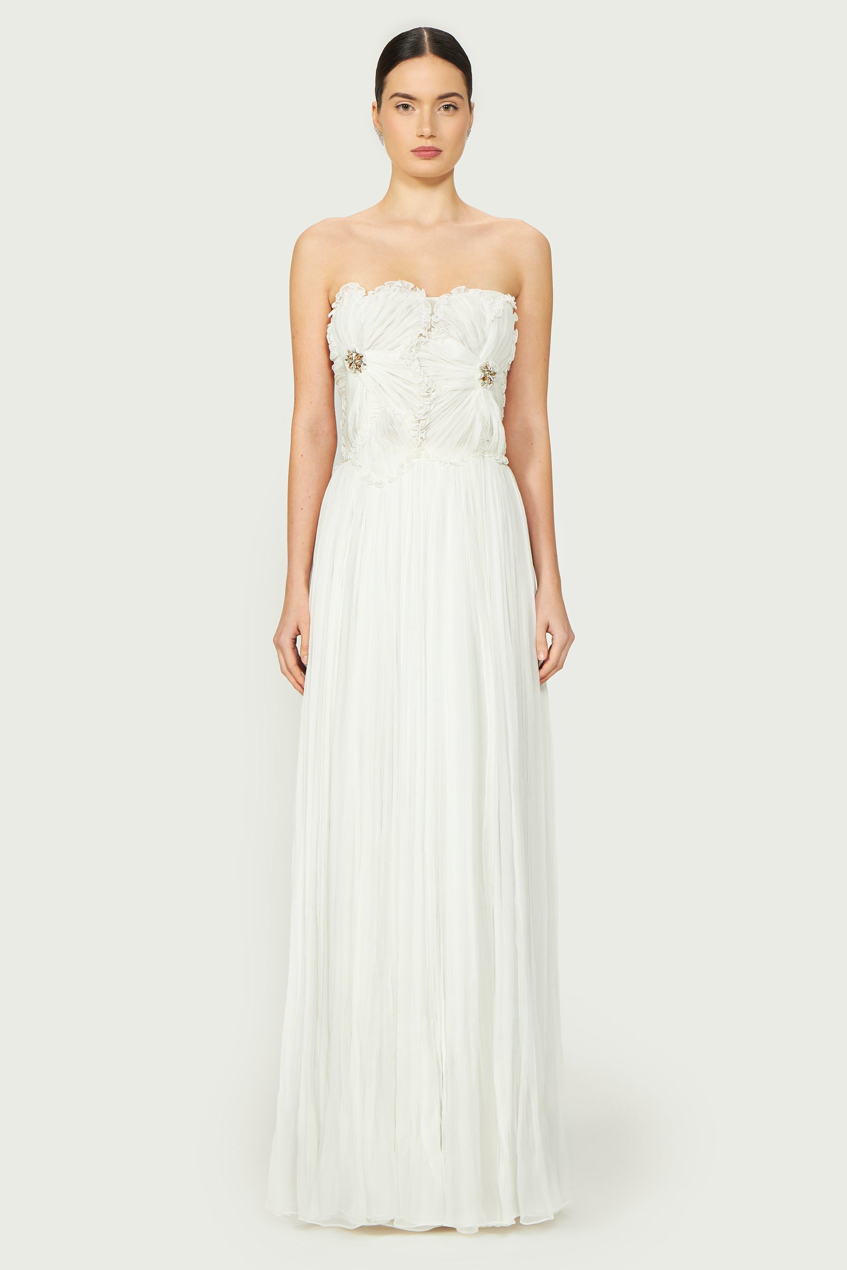 Adamaris Crinkled Silk Chiffon Gown