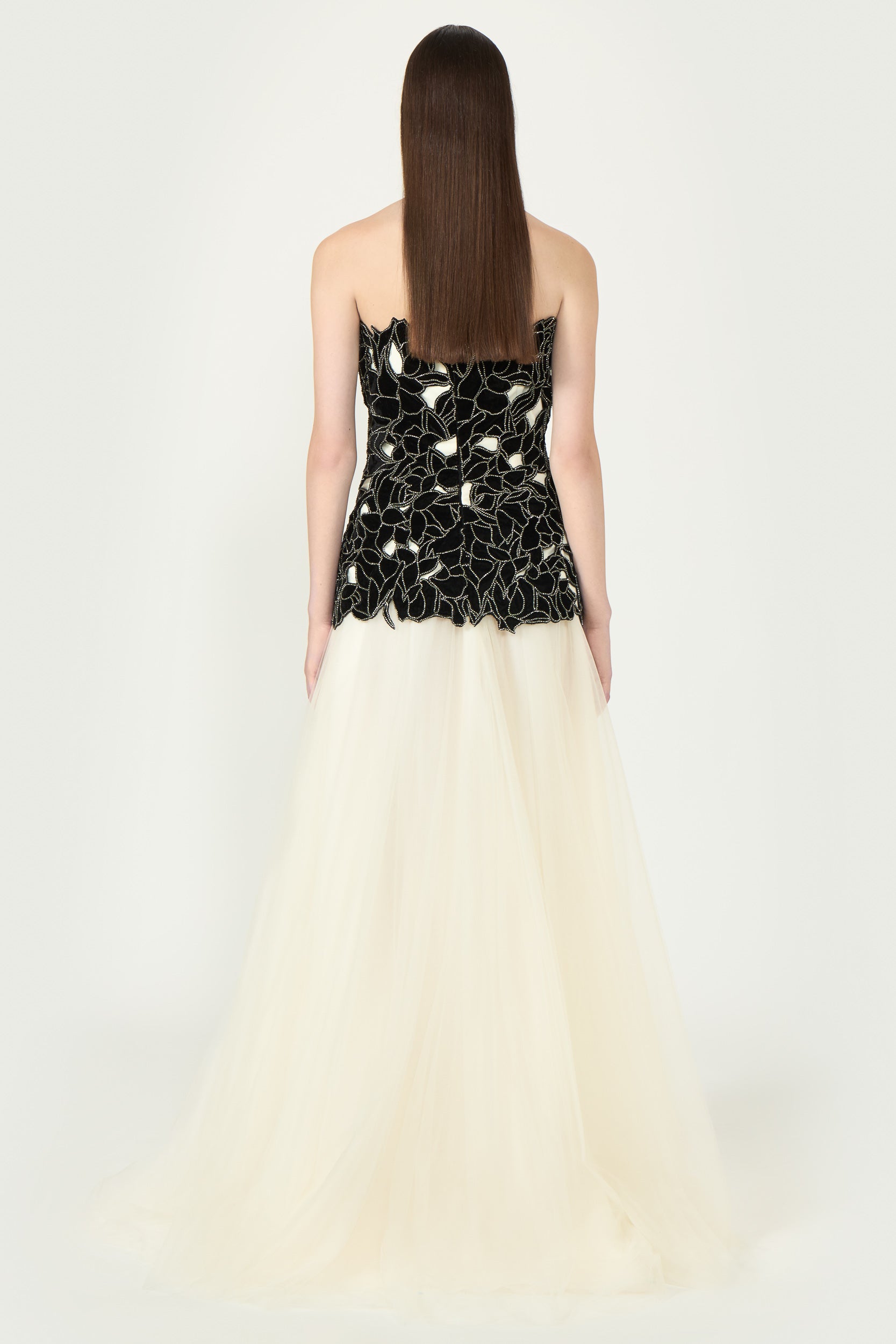Alessi Floral Cut Velvet Tulle Ball Gown