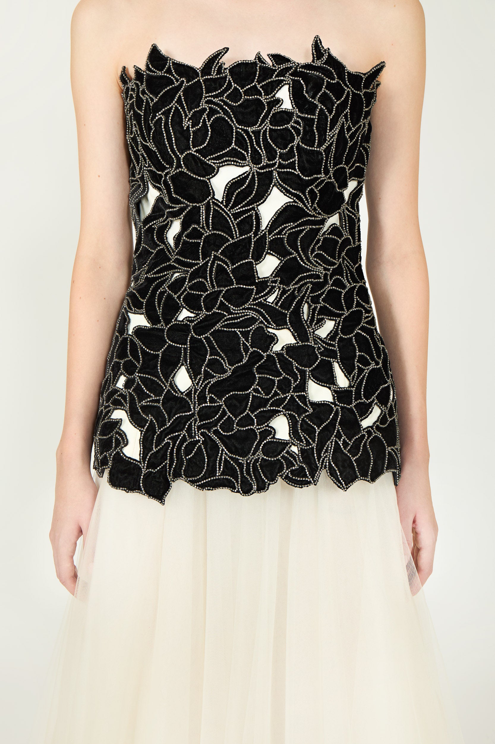 Alessi Floral Cut Velvet Tulle Ball Gown