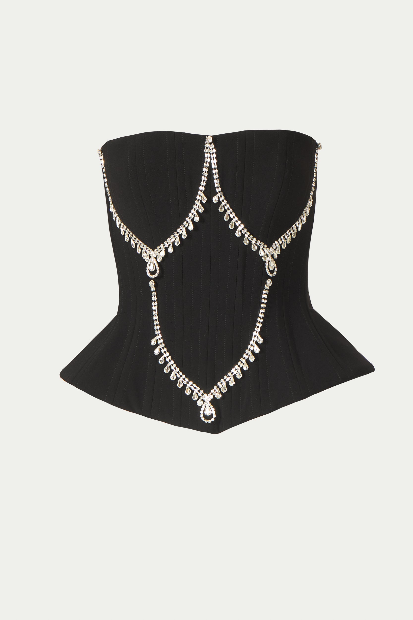Claudette Crepe Crystal Chain Bustier
