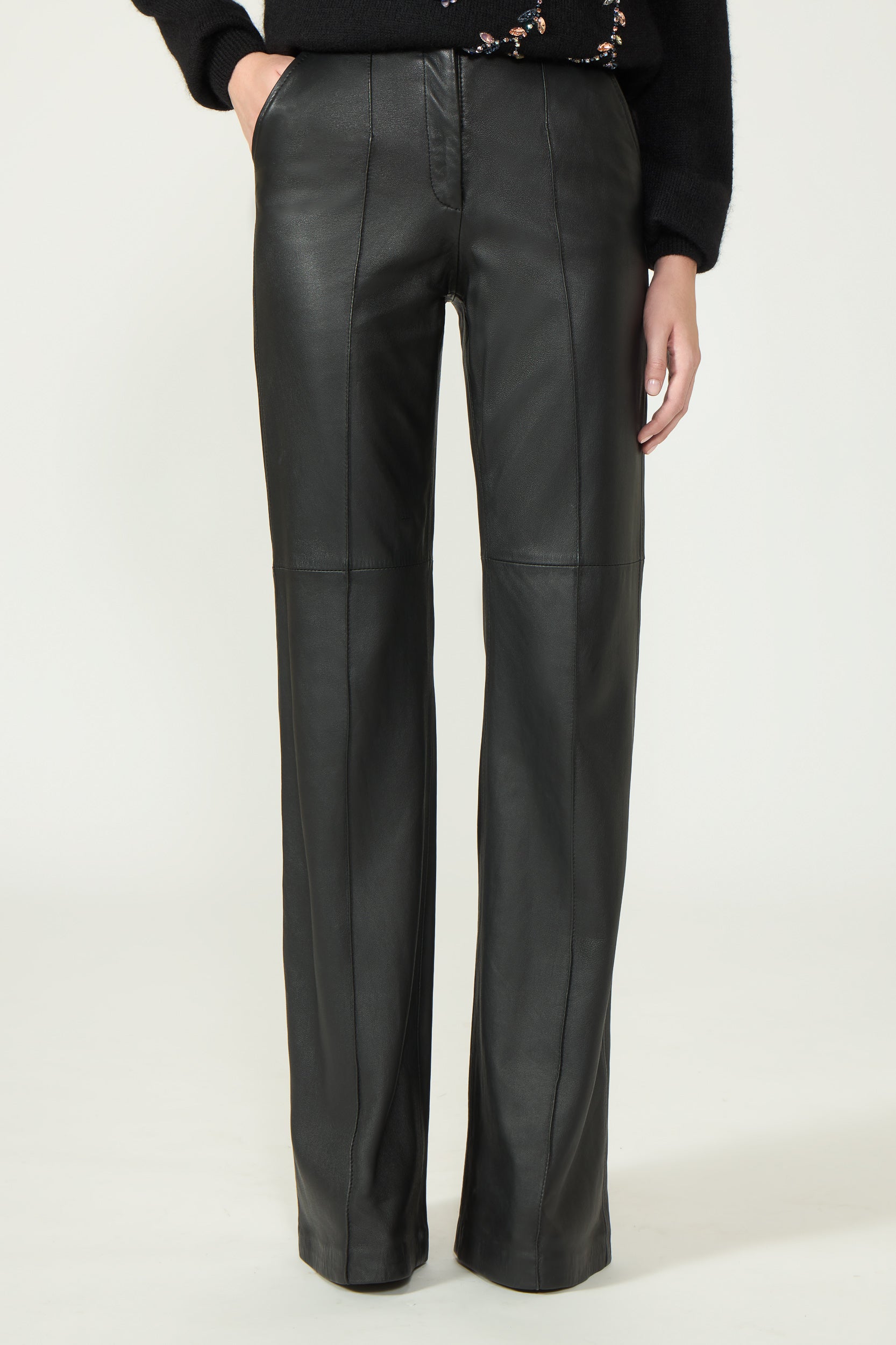 Carmina Leather Wide-Leg Trousers
