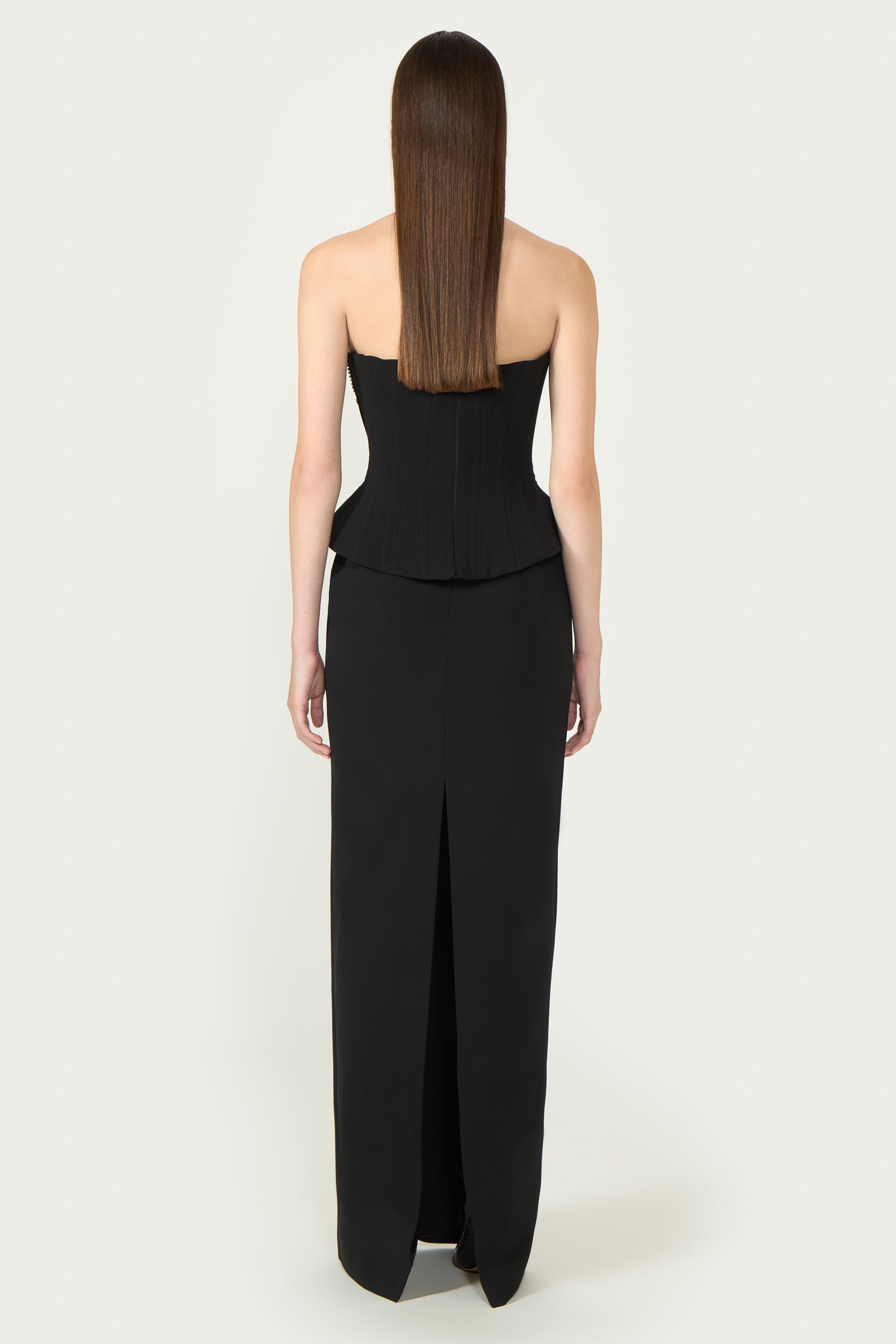 Stara Crepe Crystal Chain Pencil Skirt