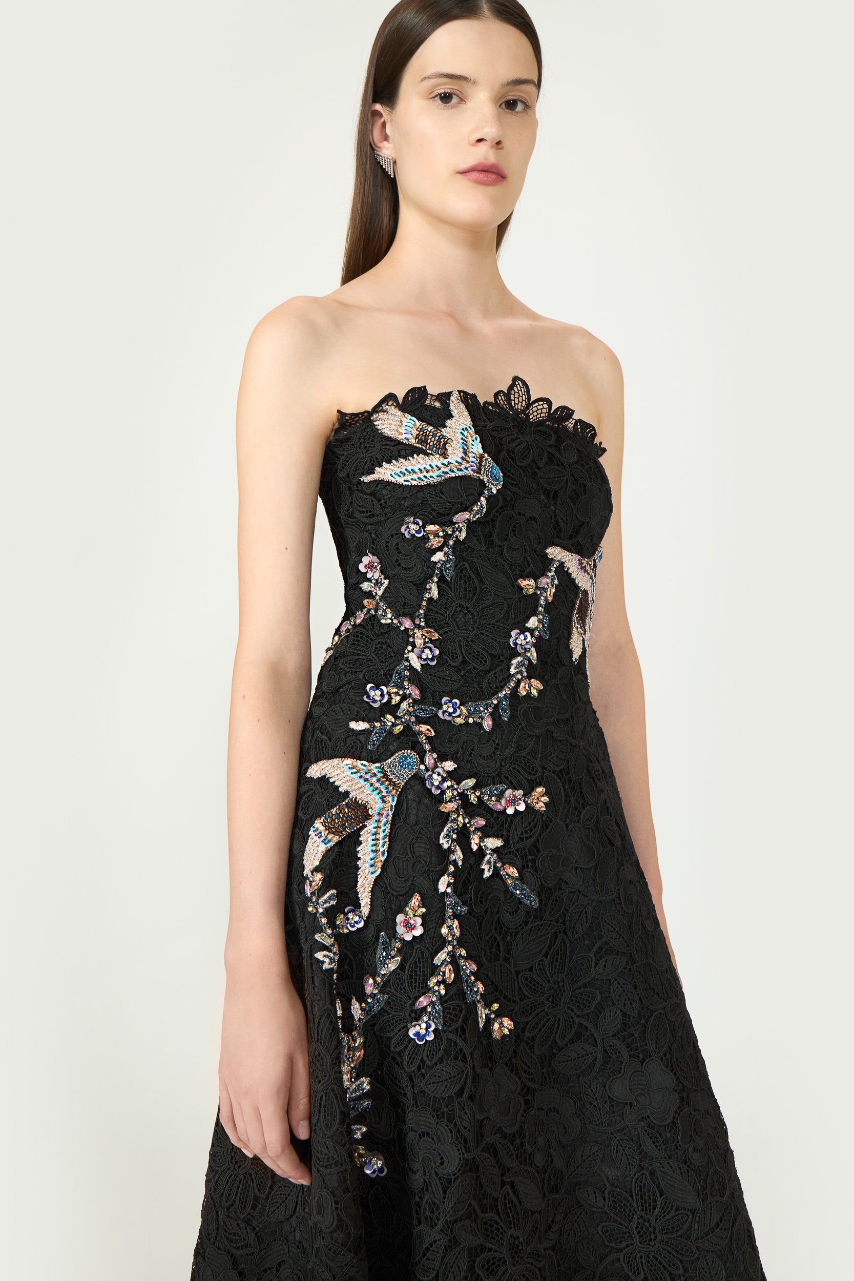 Toma Guipure Lace Strapless Dress