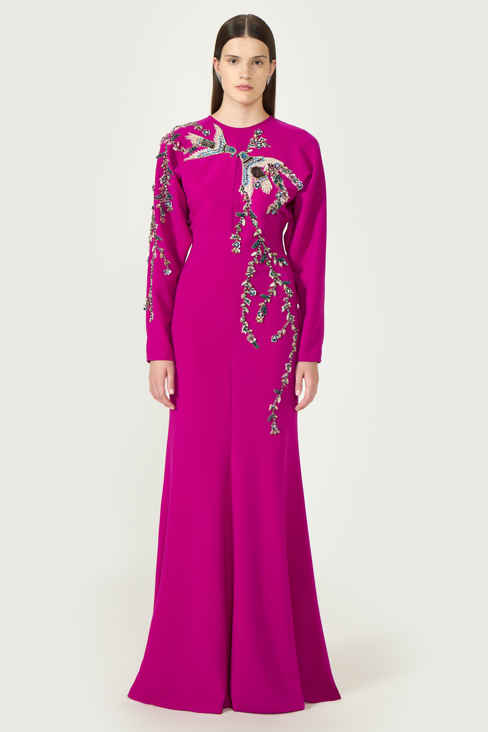 Marla Crepe Crystal Appliqué Gown