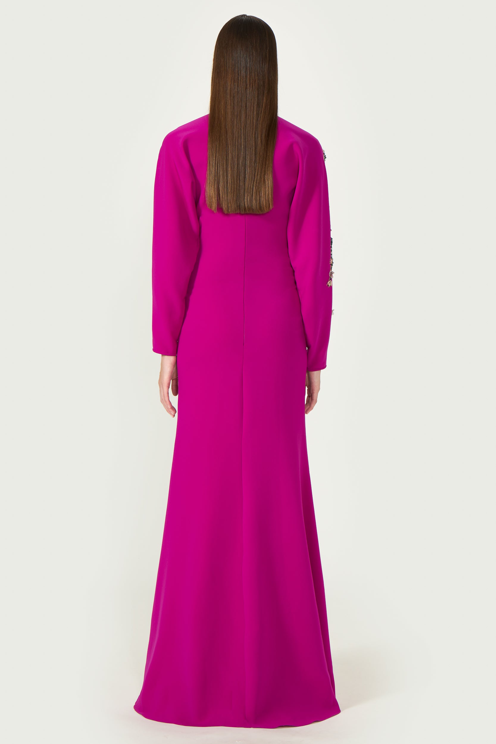 Marla Crepe Crystal Appliqué Gown