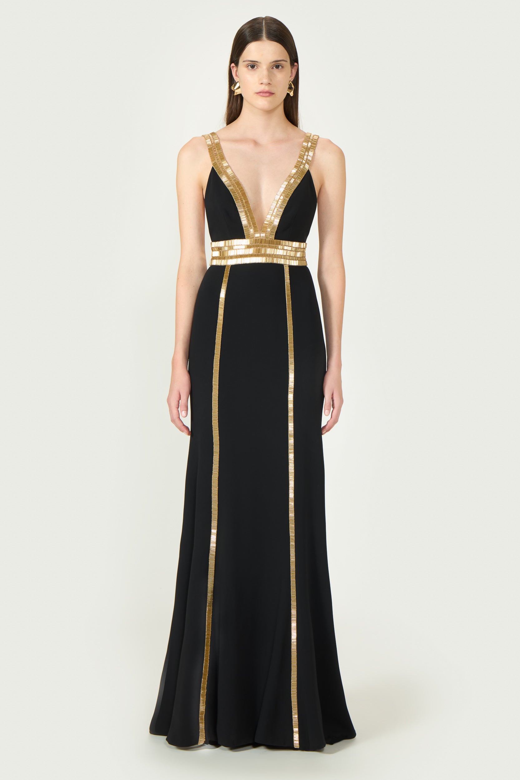 Lucine Crepe Beaded Gown