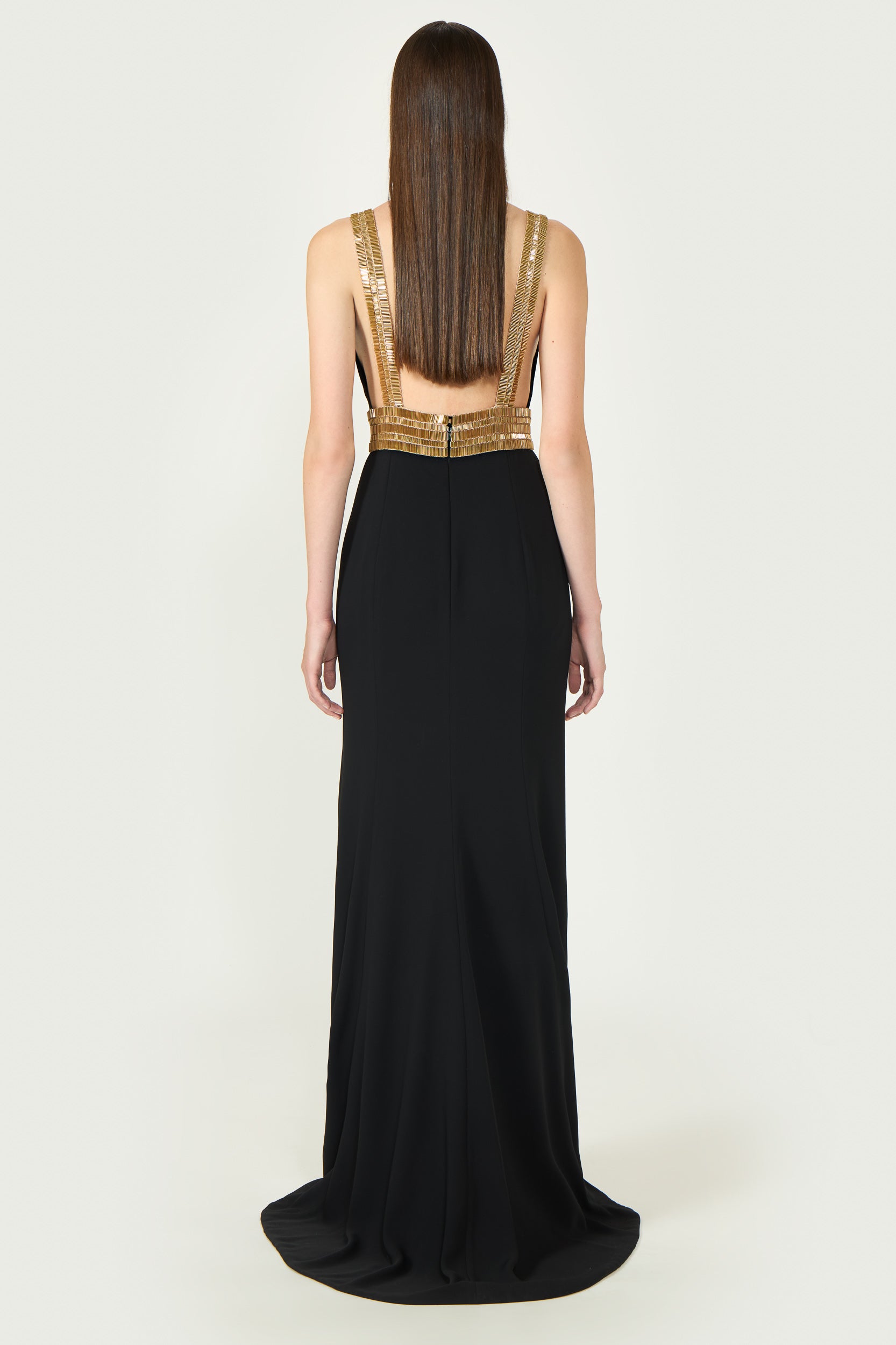 Lucine Crepe Beaded Gown