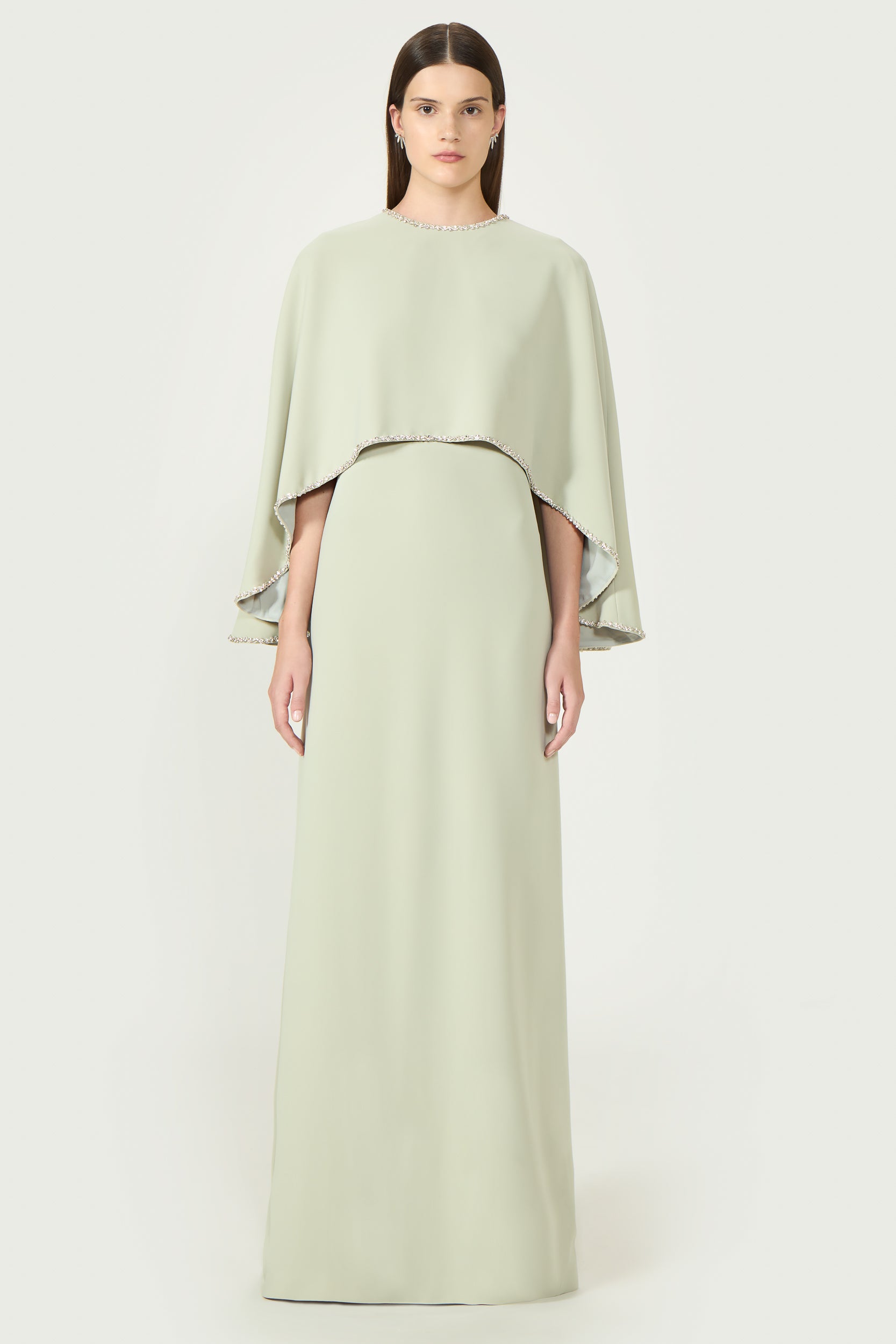 Karolina Crepe Cape Column Gown