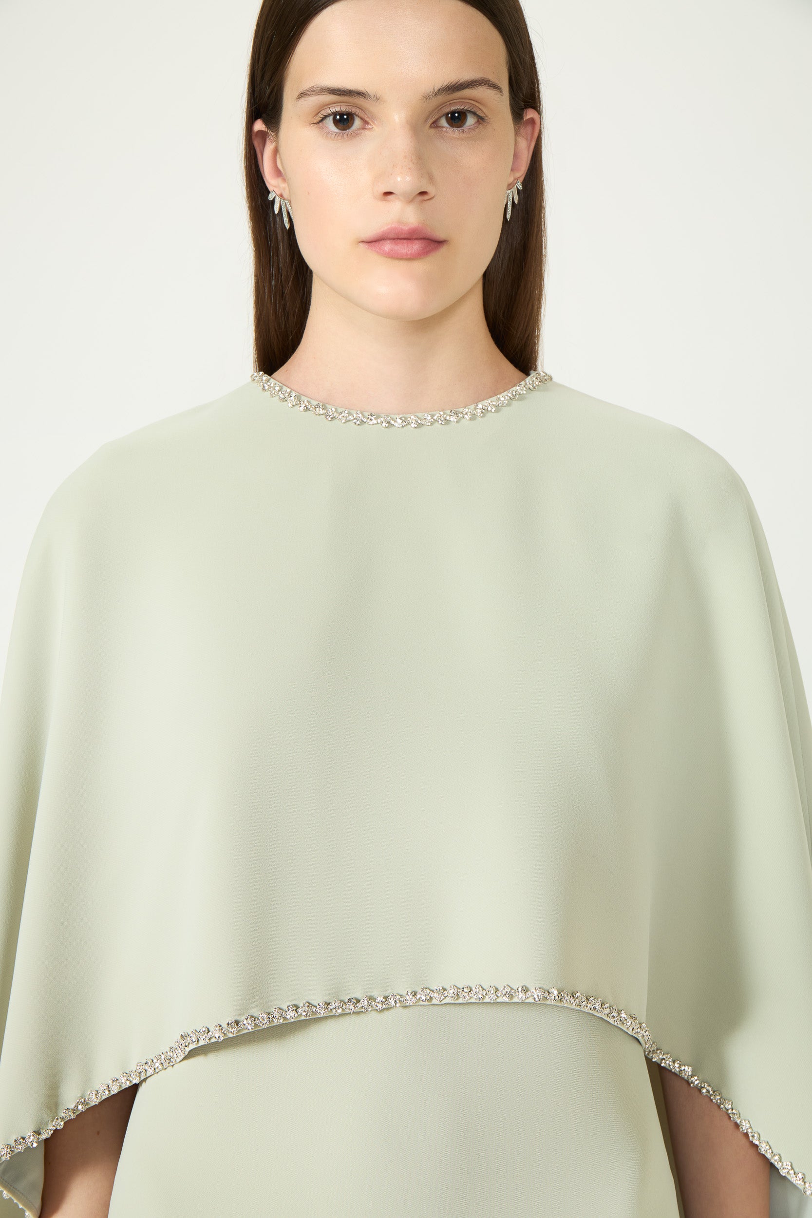 Karolina Crepe Cape Column Gown