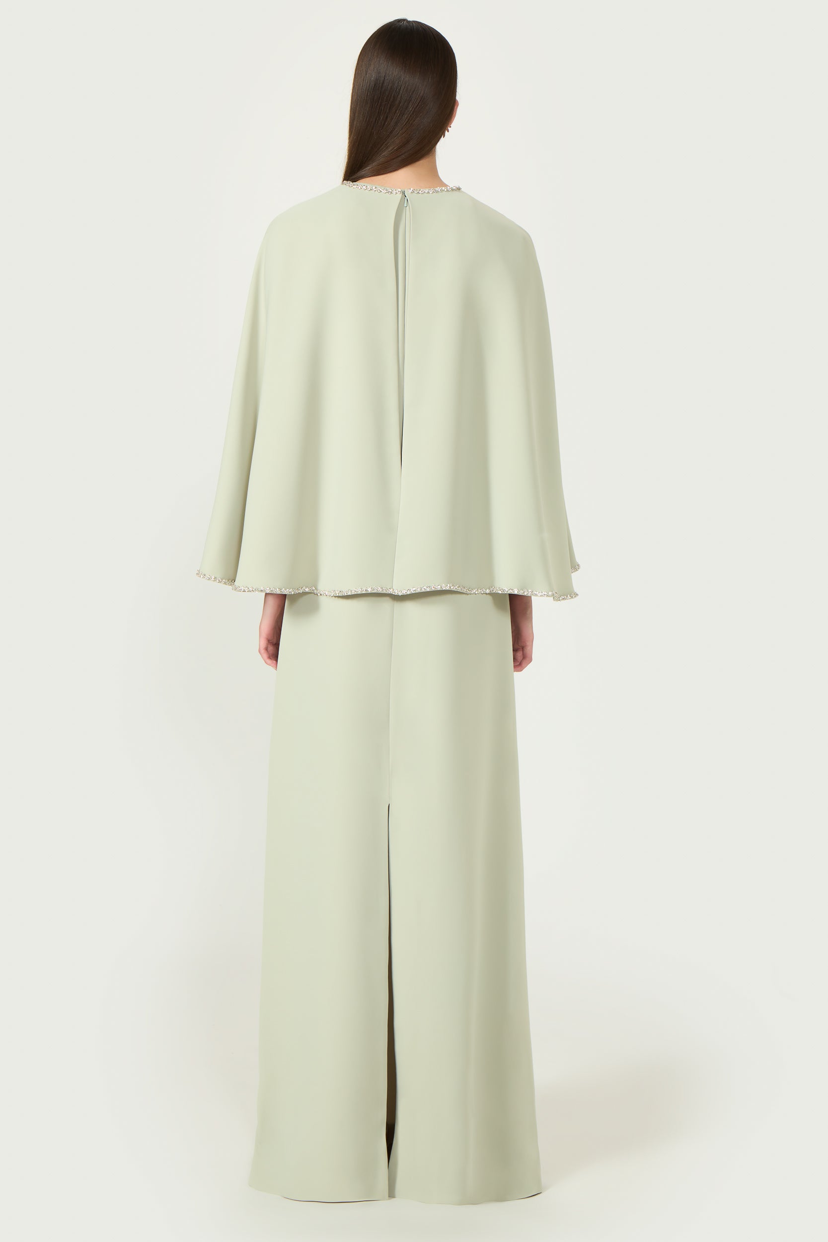 Karolina Crepe Cape Column Gown