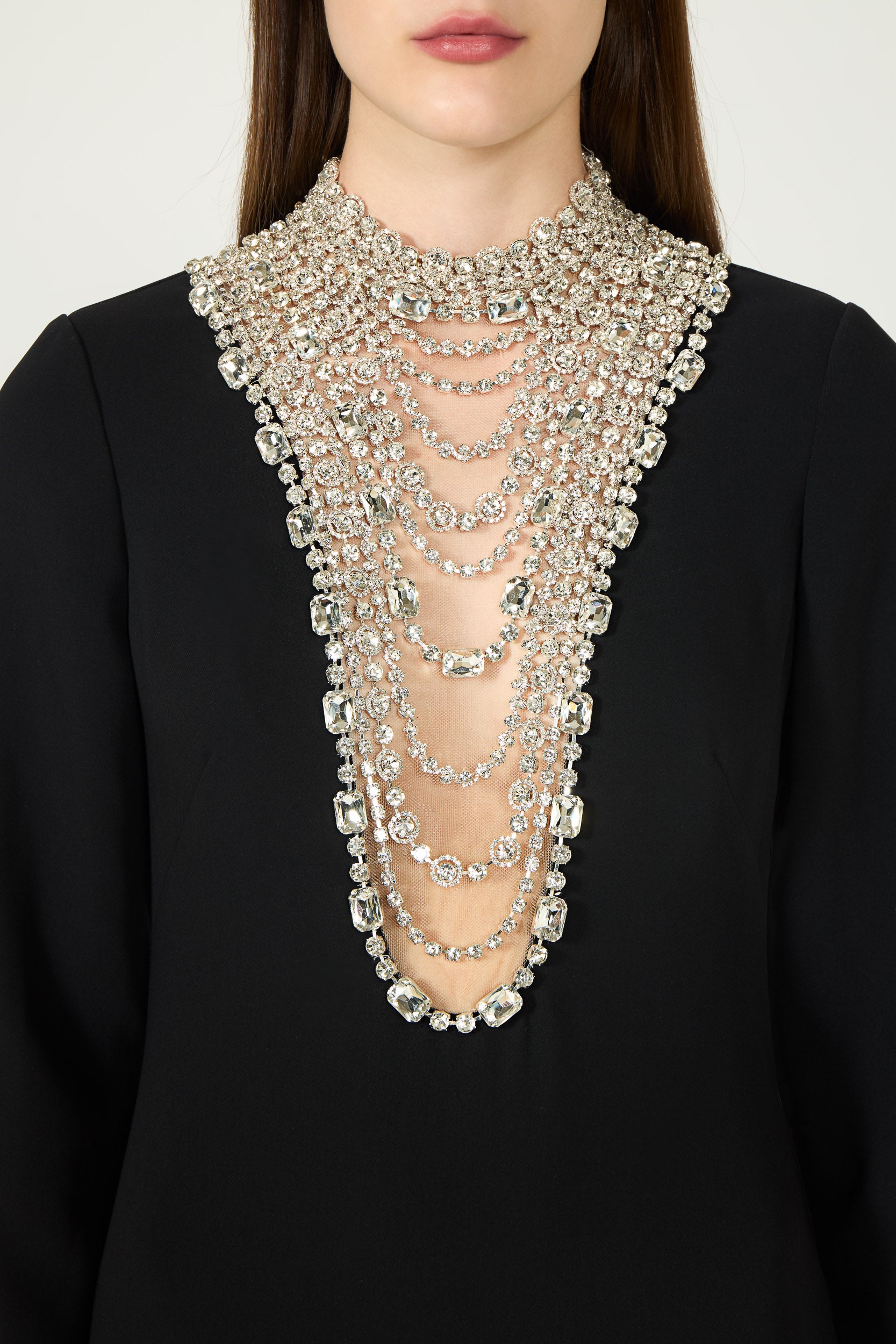 Dellana Crepe Crystal Embellished Gown