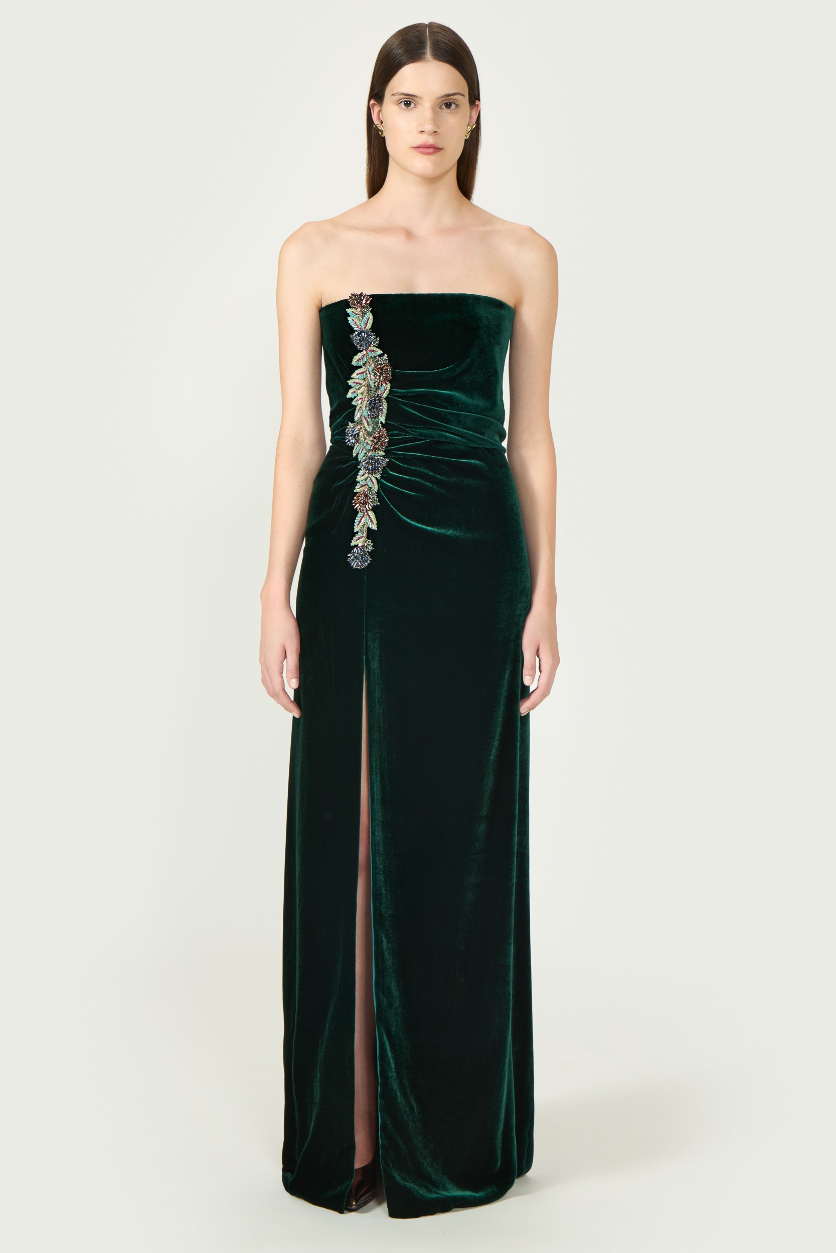 Brisha Velvet Ruched Gown