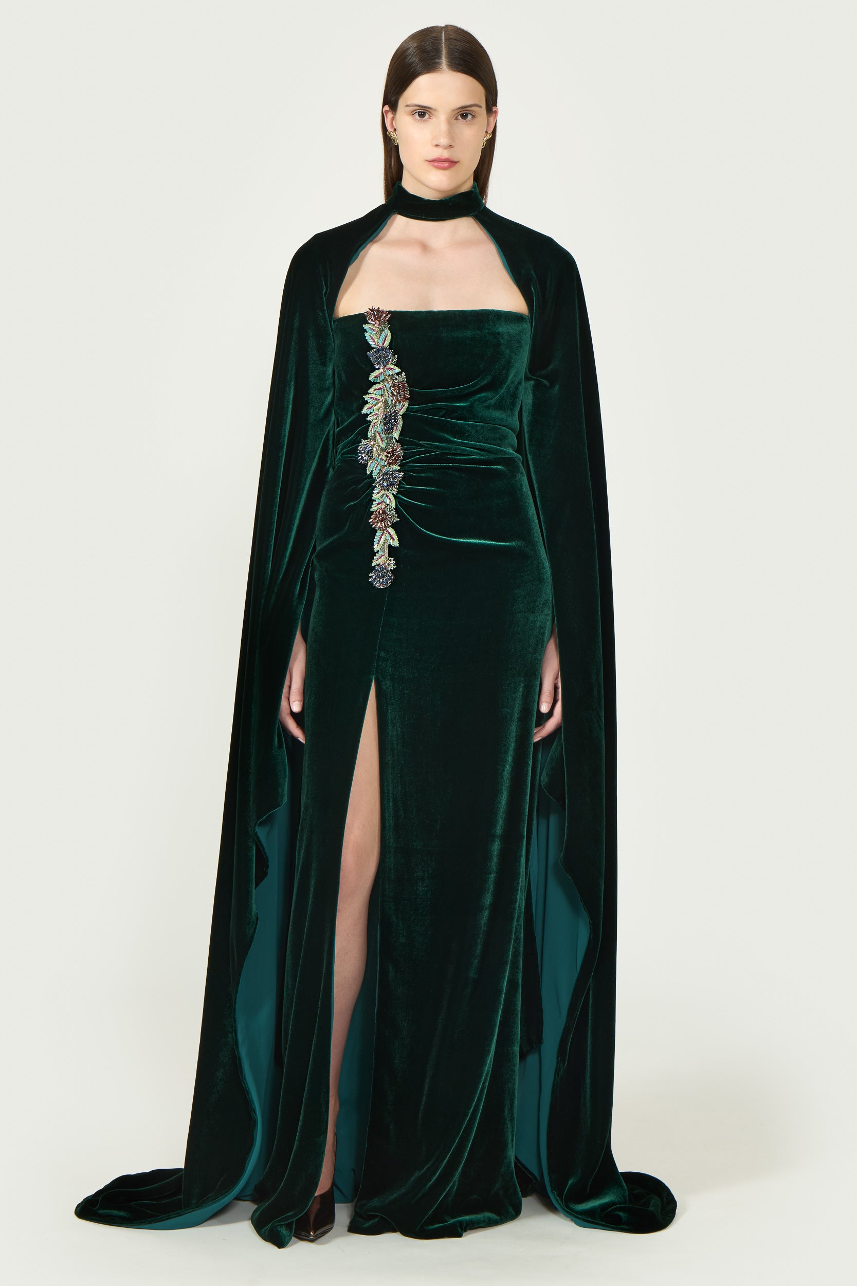 Brisha Velvet Ruched Gown