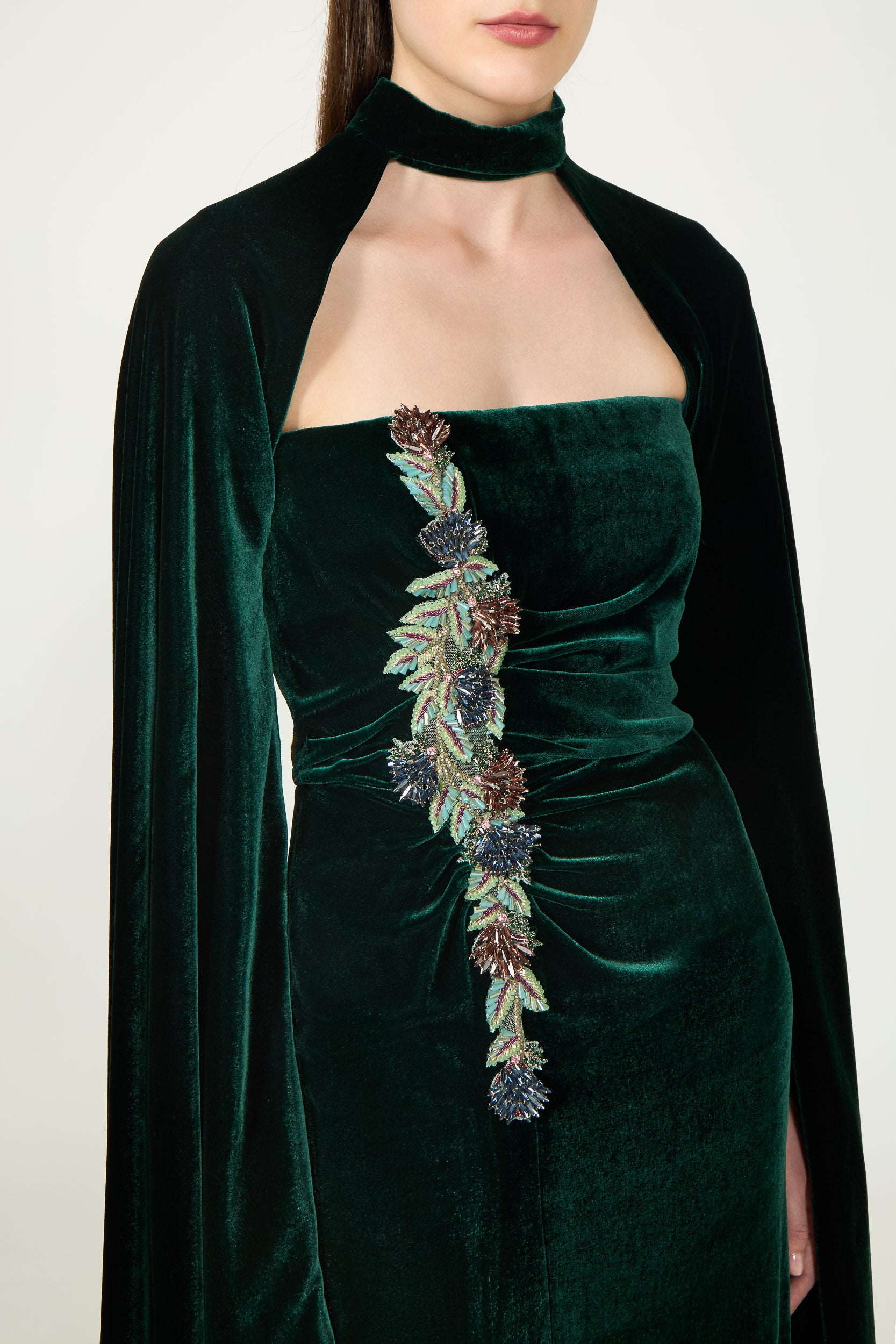 Brisha Velvet Ruched Gown