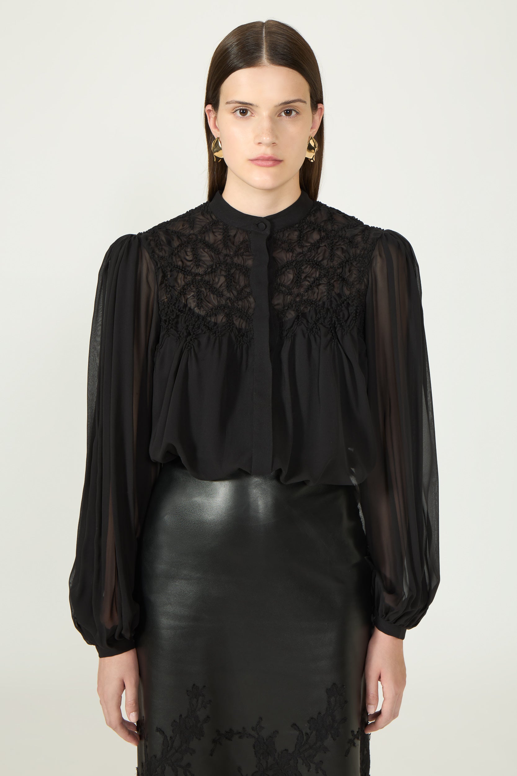 Lorcan Silk Georgette Smocked Blouse
