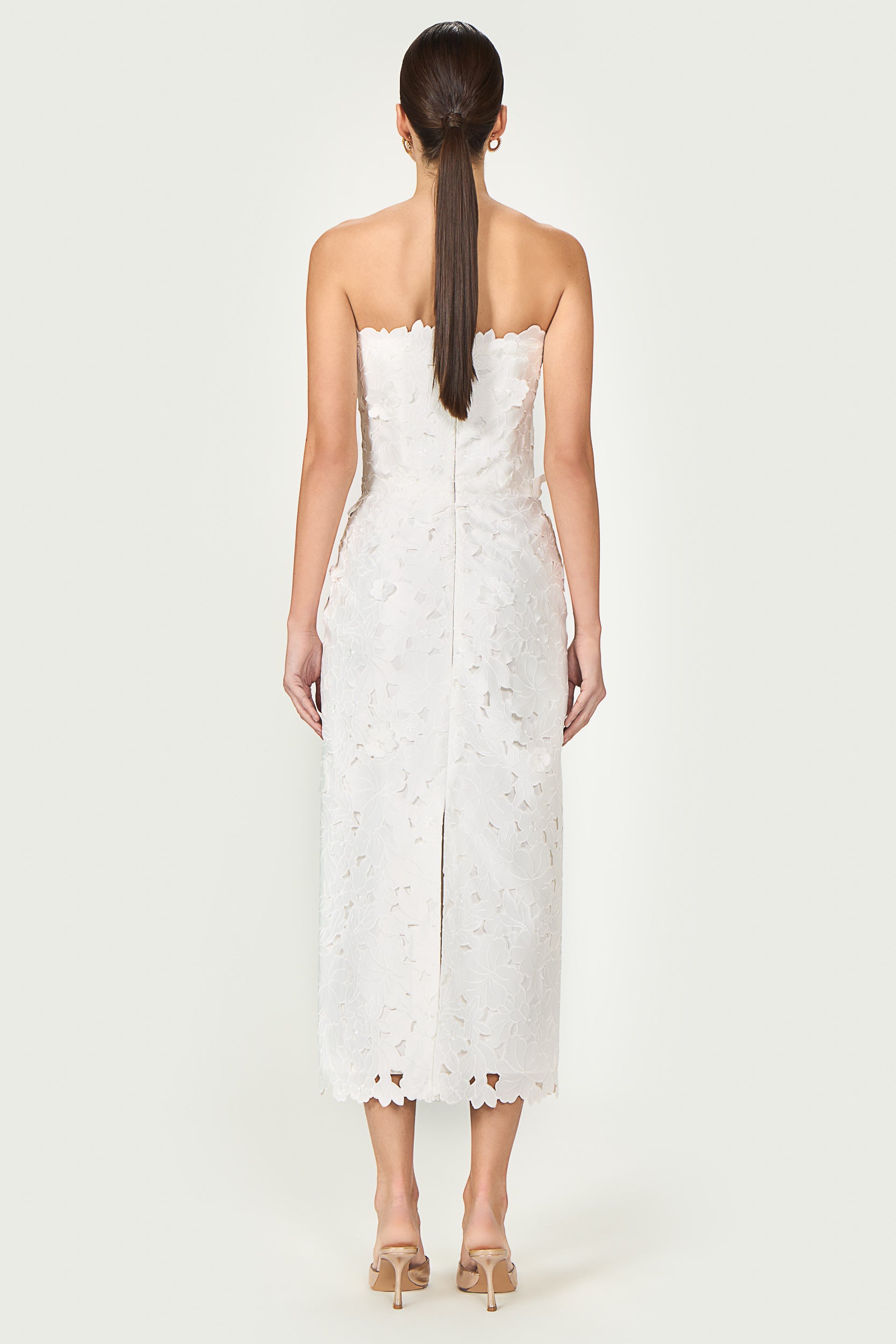 Astelle Floral-Cut Lace Strapless Dress