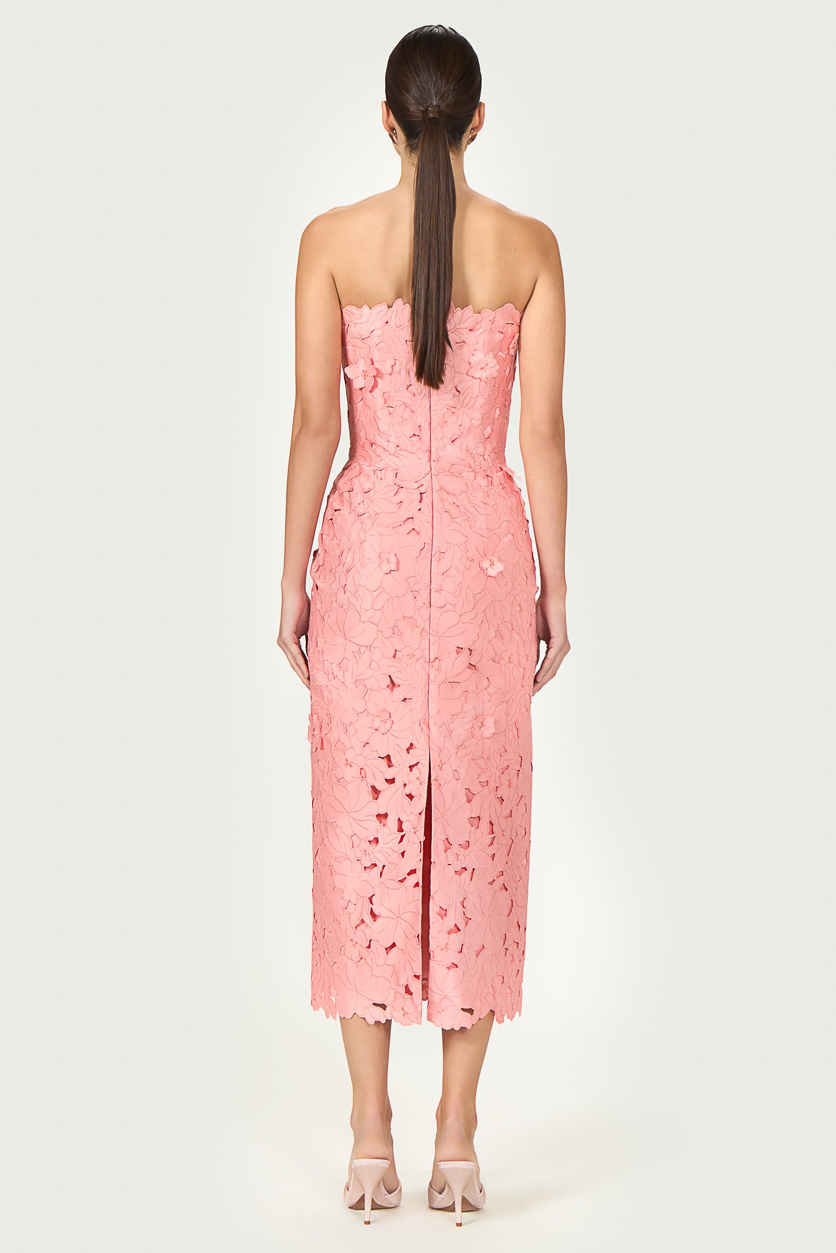 Astelle Floral-Cut Lace Strapless Dress