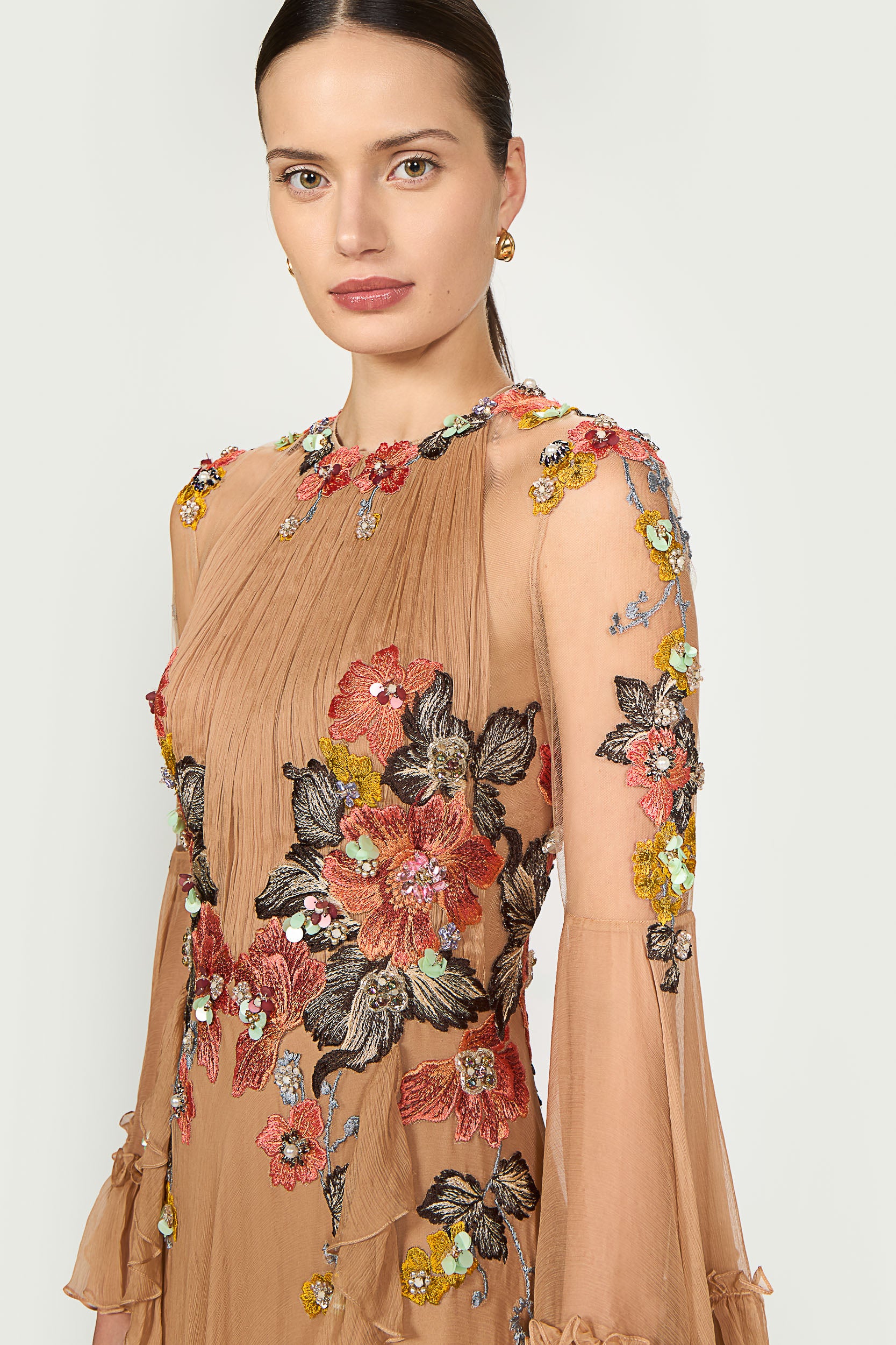 Zilara Crinkle Silk Chiffon Gown