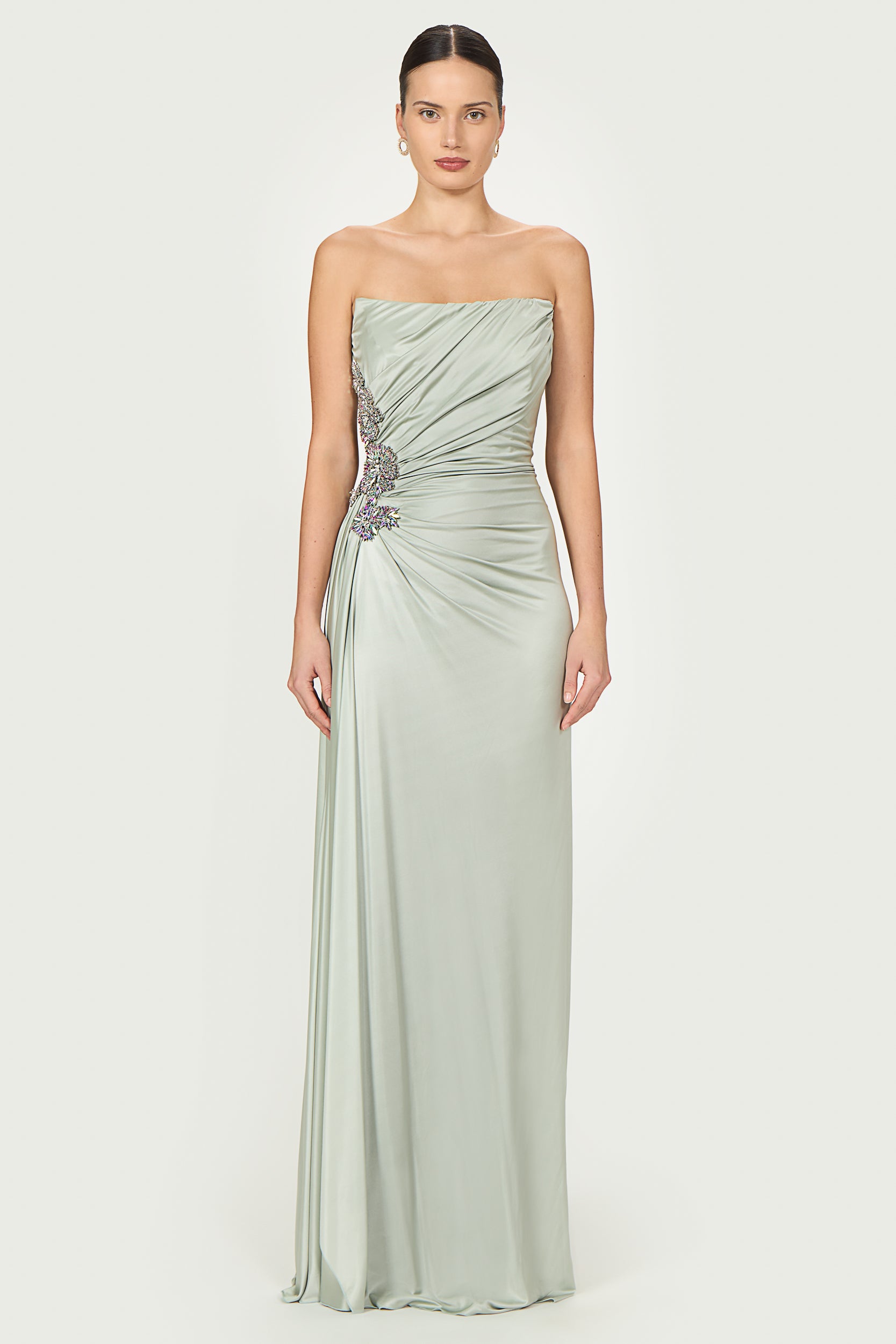 Lorinne Jersey Crystal Gown