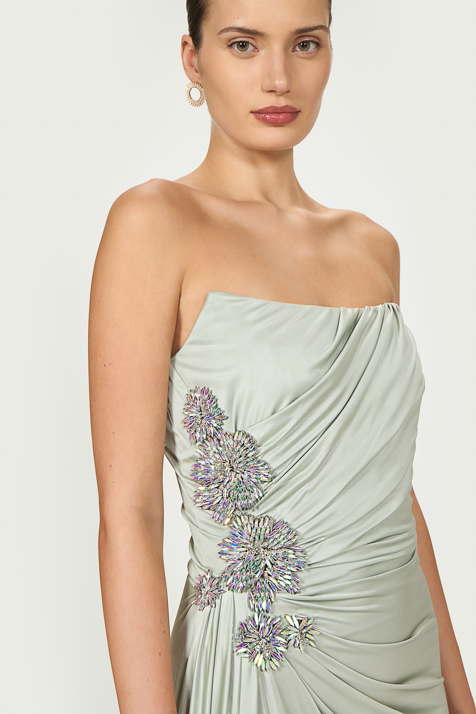 Lorinne Jersey Crystal Gown