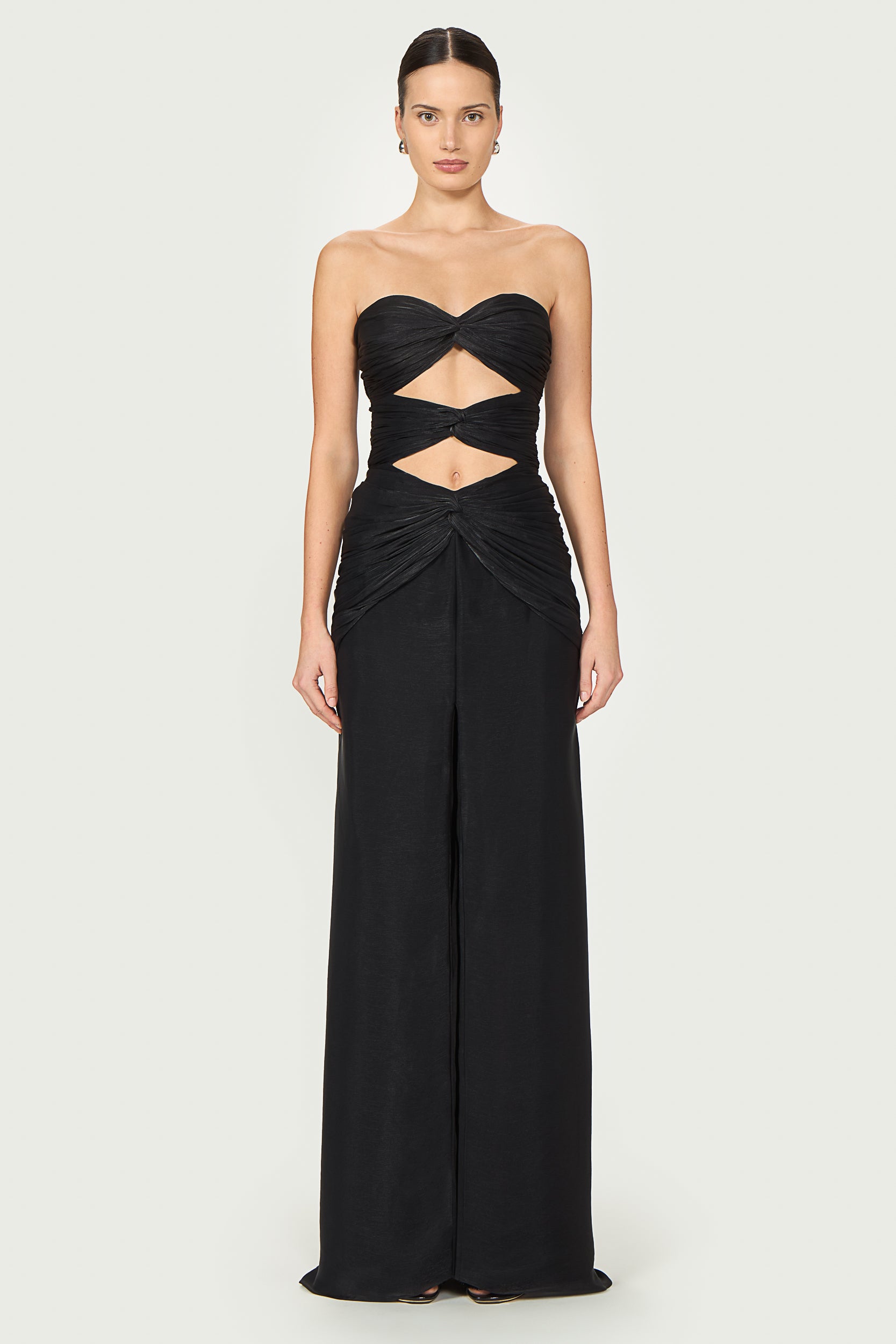 Brigitta Lurex Georgette Strapless Gown