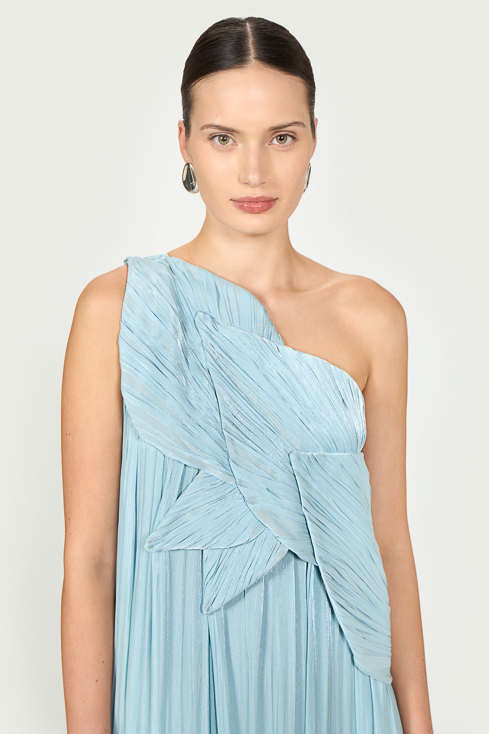 Amabel Lurex Georgette One Shoulder Gown