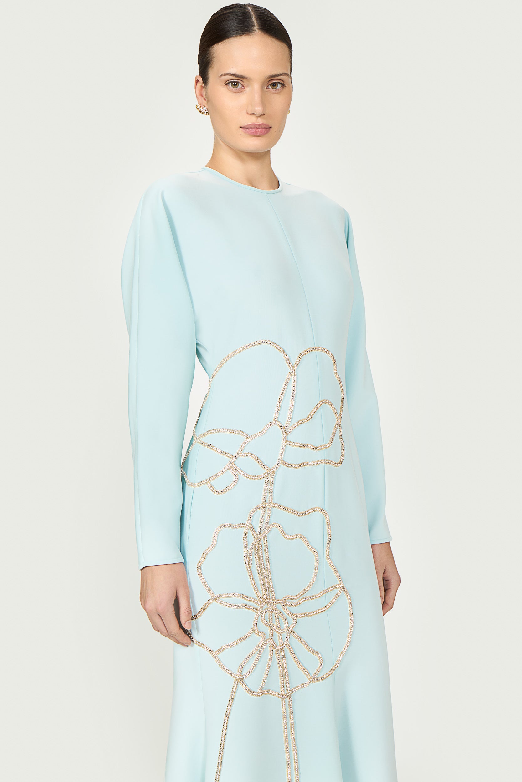 Avenna Crepe Embroidered Dress