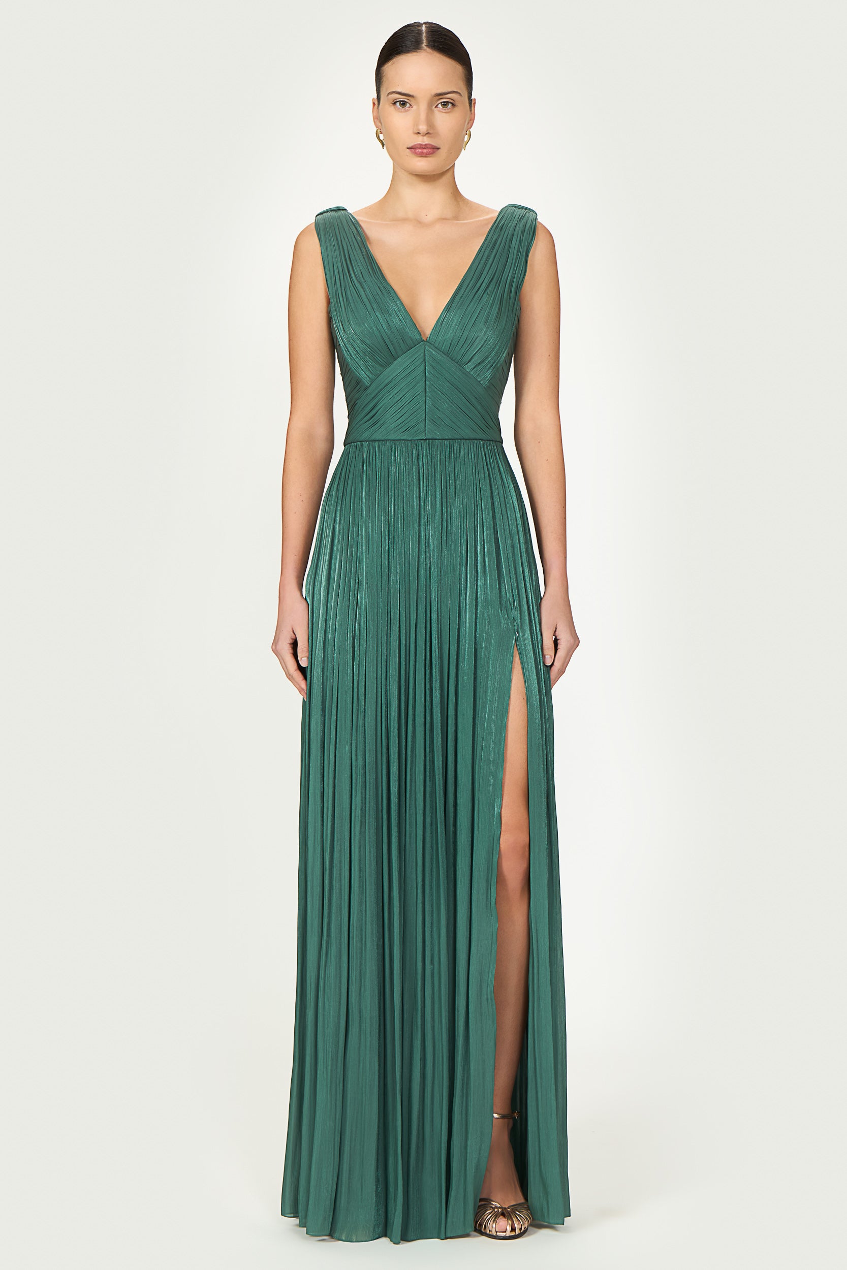 Anilia Lurex Georgette Plunge Neckline Gown