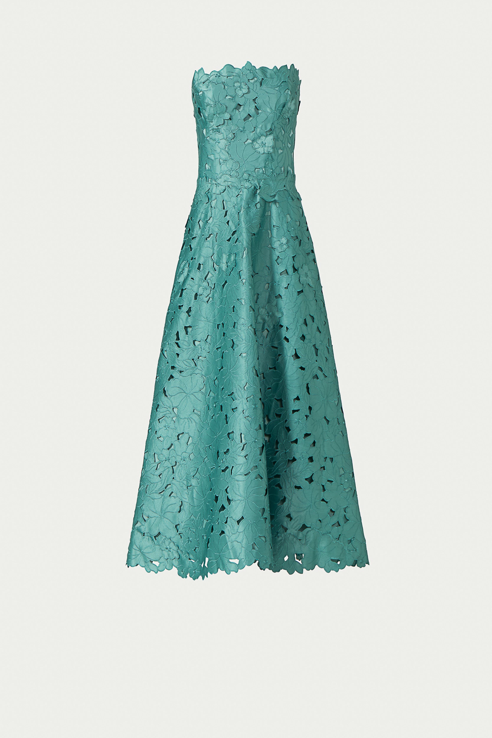 Vella Floral-Cut Lace Strapless A-line Dress