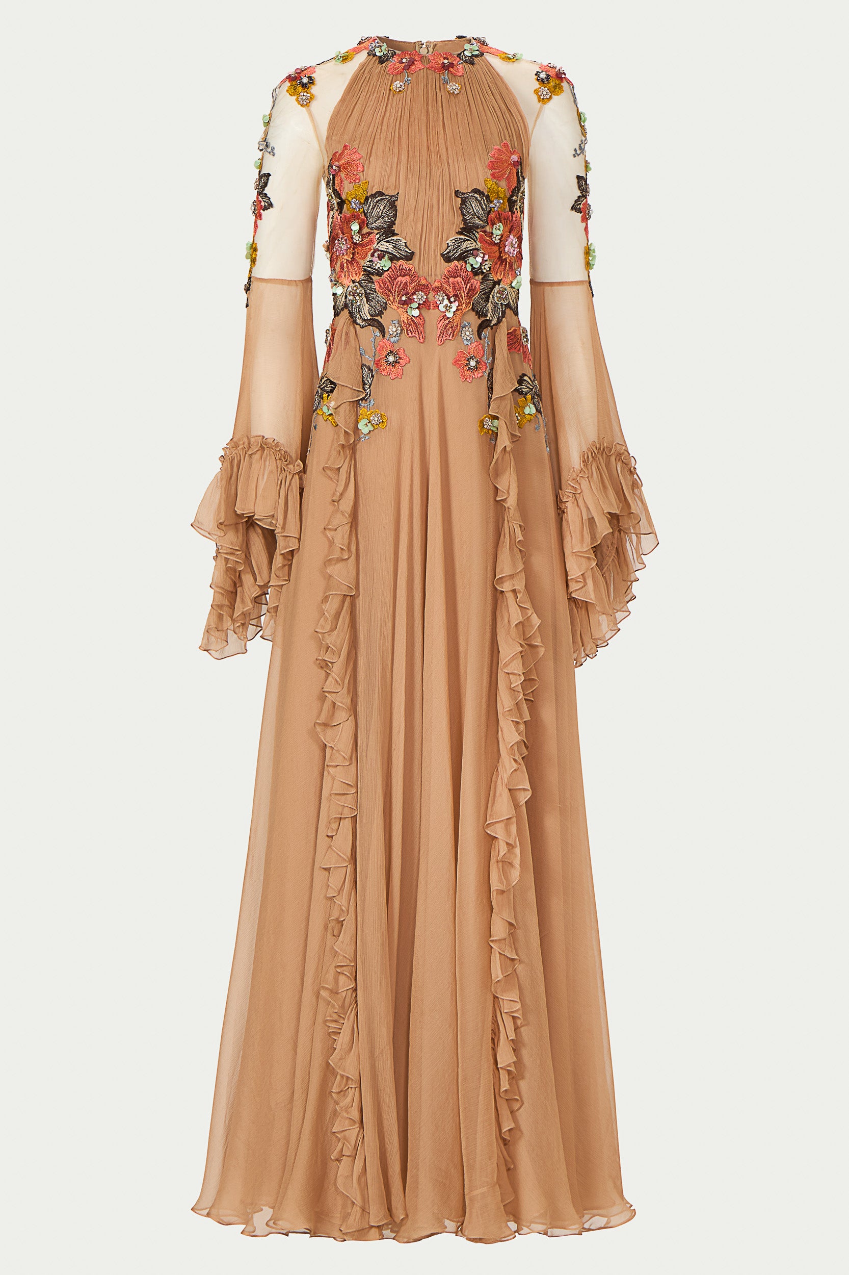 Zilara Crinkle Silk Chiffon Gown