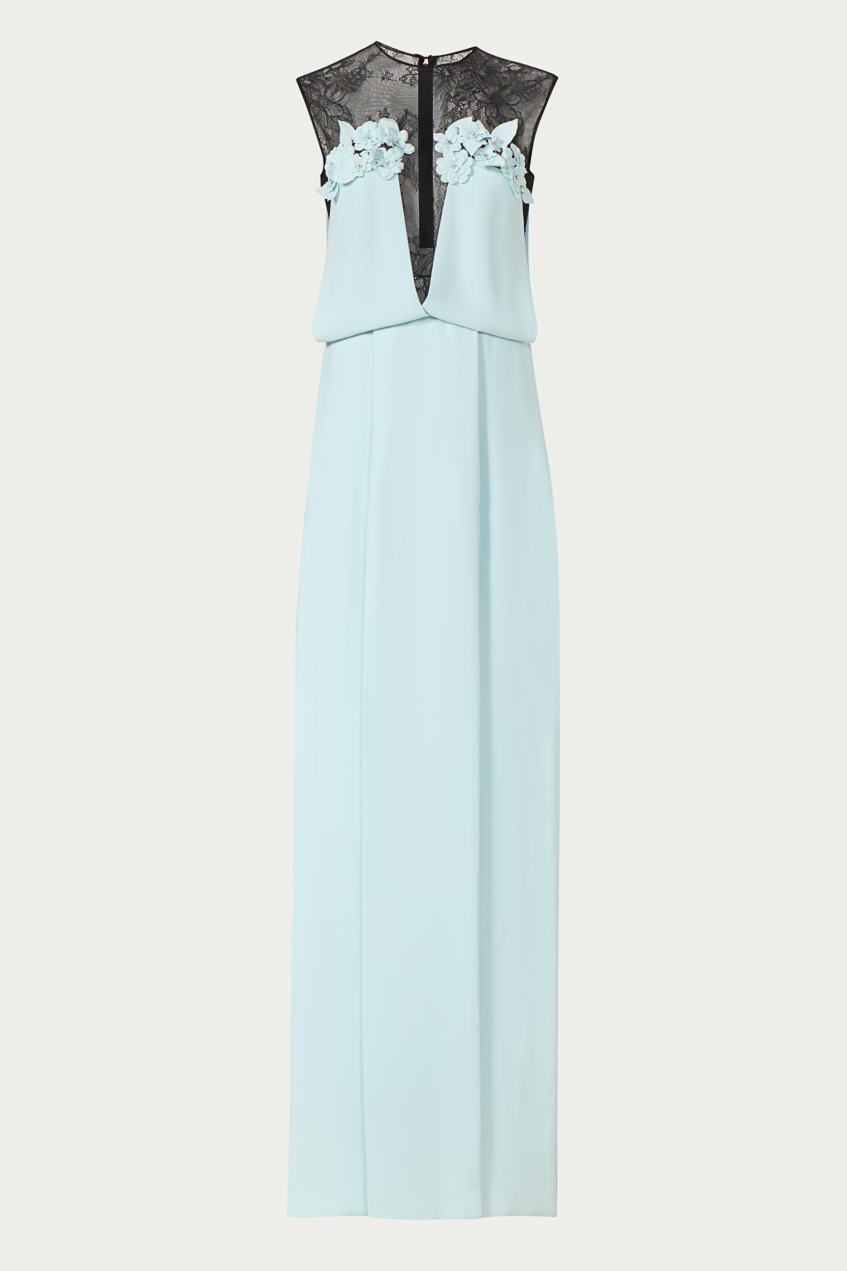 Liora Crepe Chantilly Lace Gown