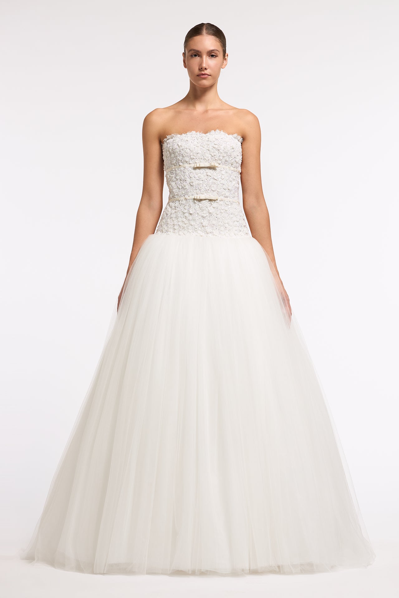 Lisandra Floral Lace French Tulle Gown