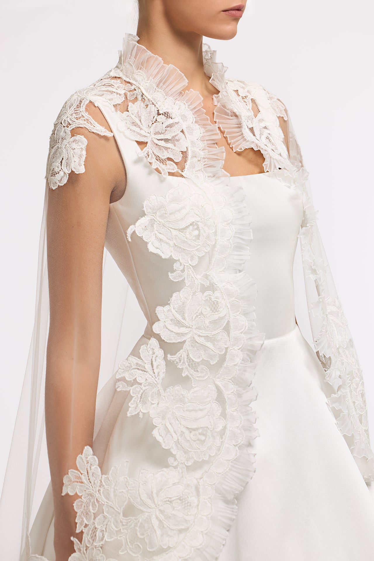 Metisa French Tulle Lace Applique Cape