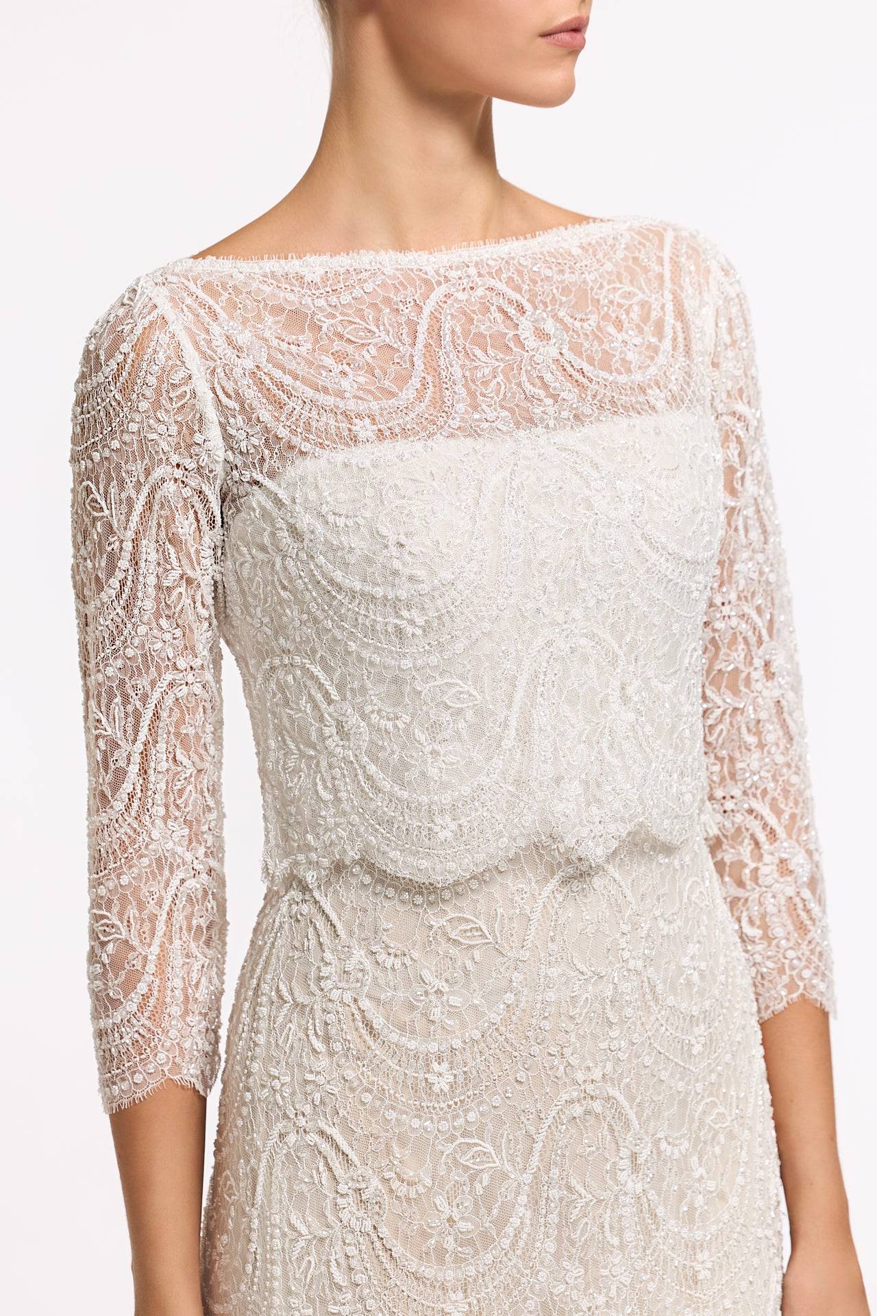 Hand-Beaded French Lace Bolero