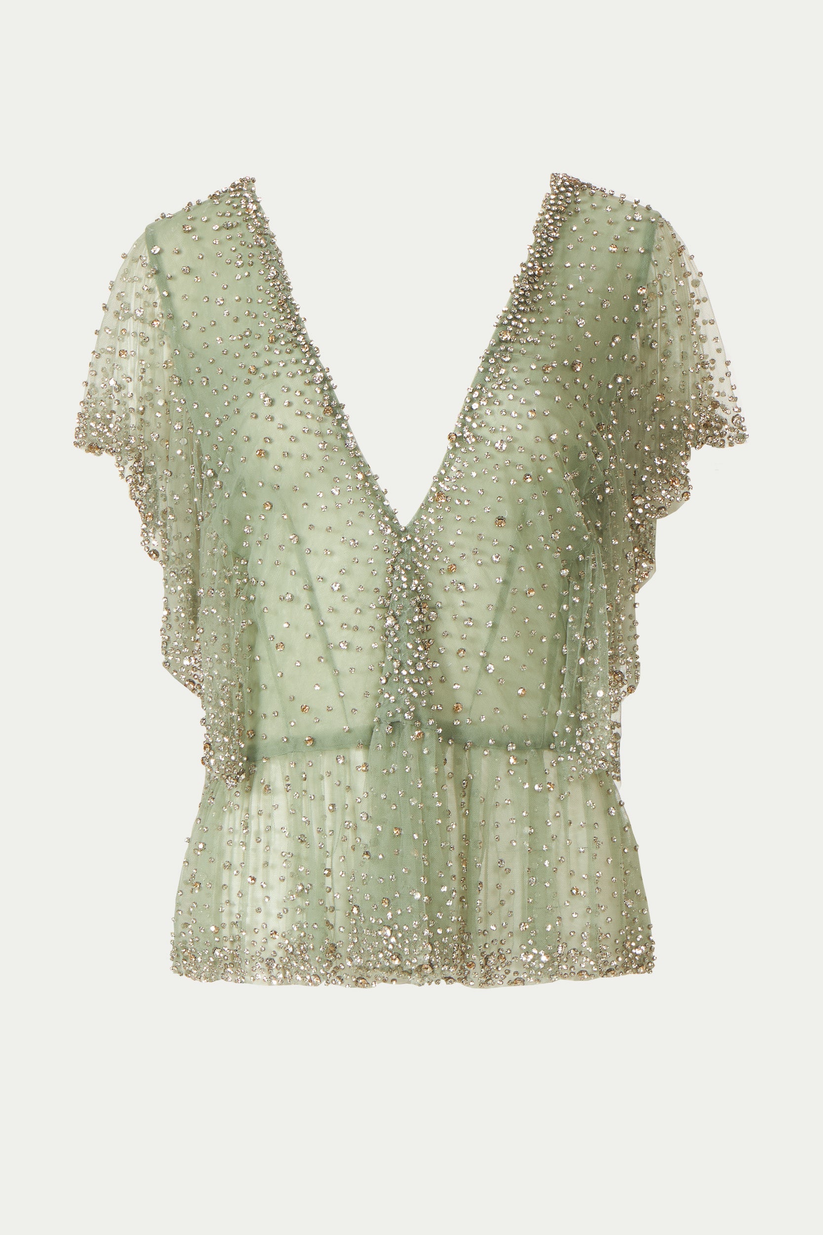 Aletta Crystal French Tulle Peplum Top