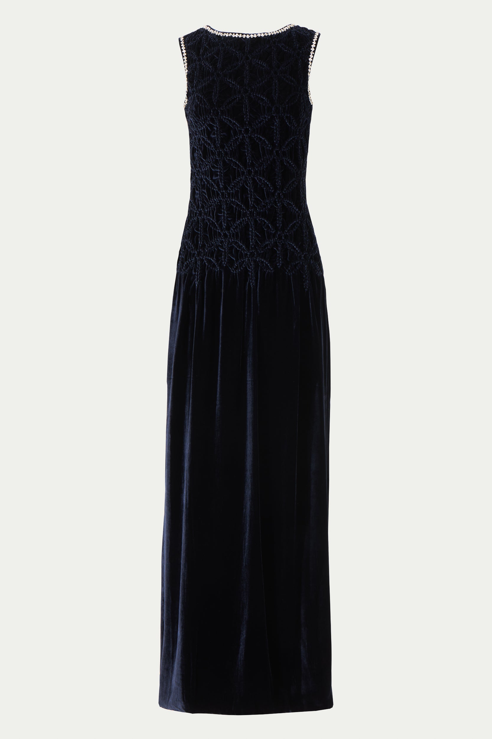 Sidra Silk Velvet Smocked Gown