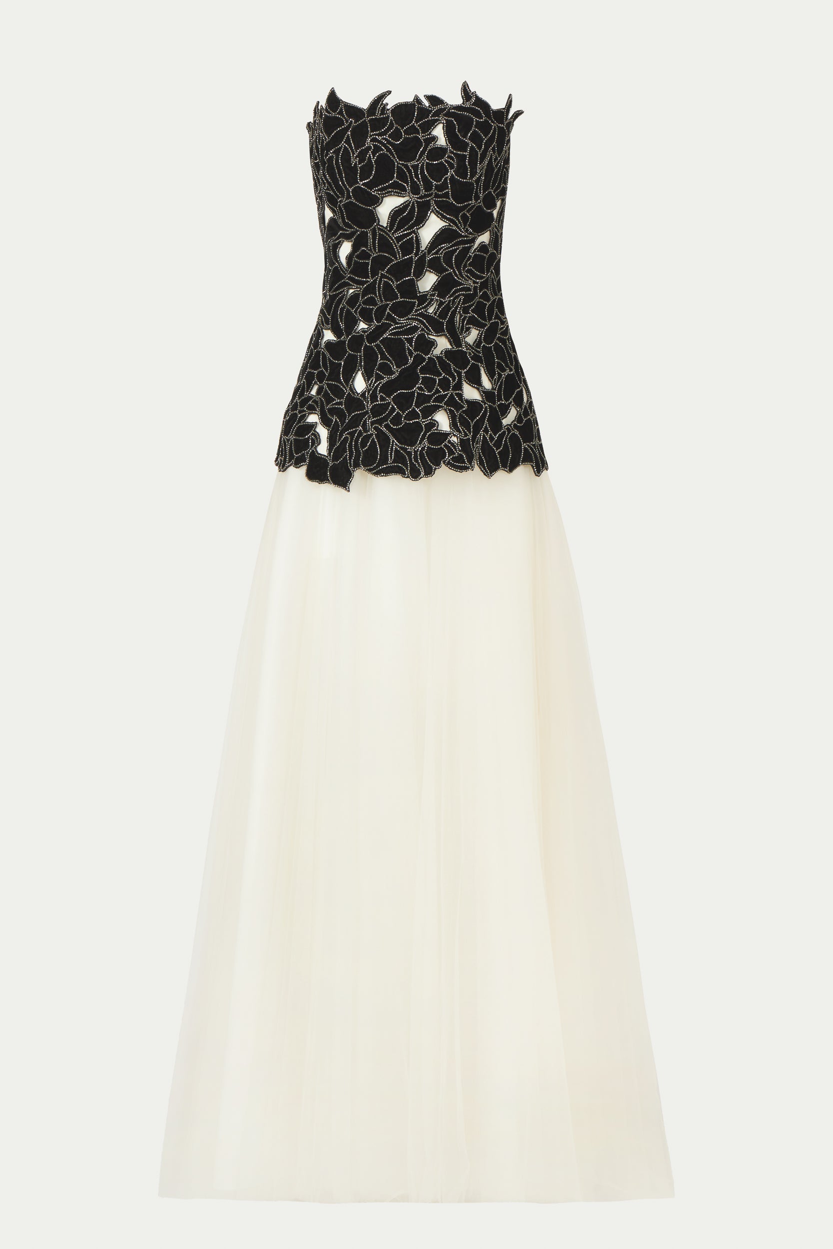 Alessi Floral Cut Velvet Tulle Ball Gown